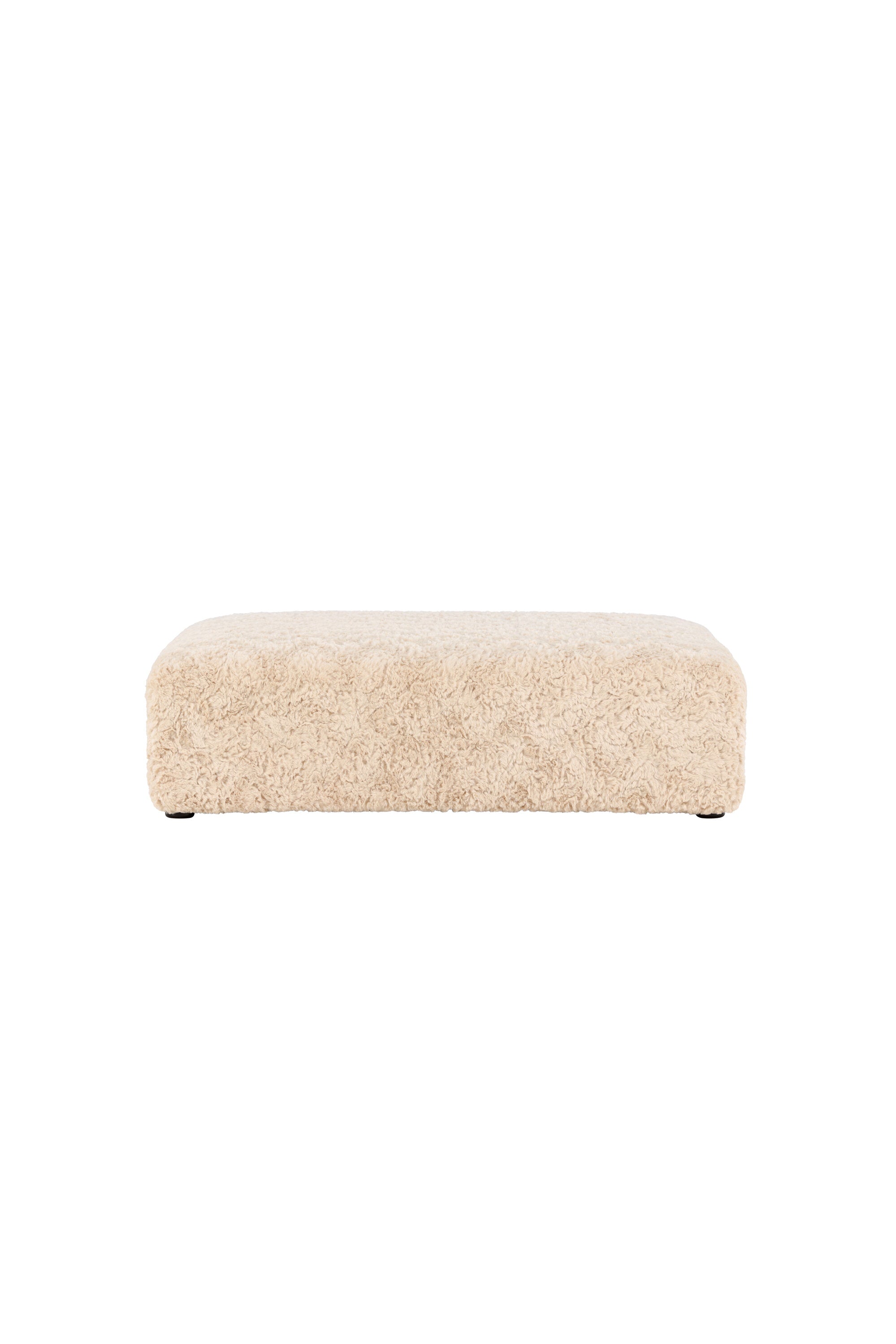 Frankie Pouf: Eleganter, quadratischer Ottoman aus 100% Teddy-Polyester, FSC®-zertifiziert, ideal für ein stilvolles und gemütliches Zuhause.