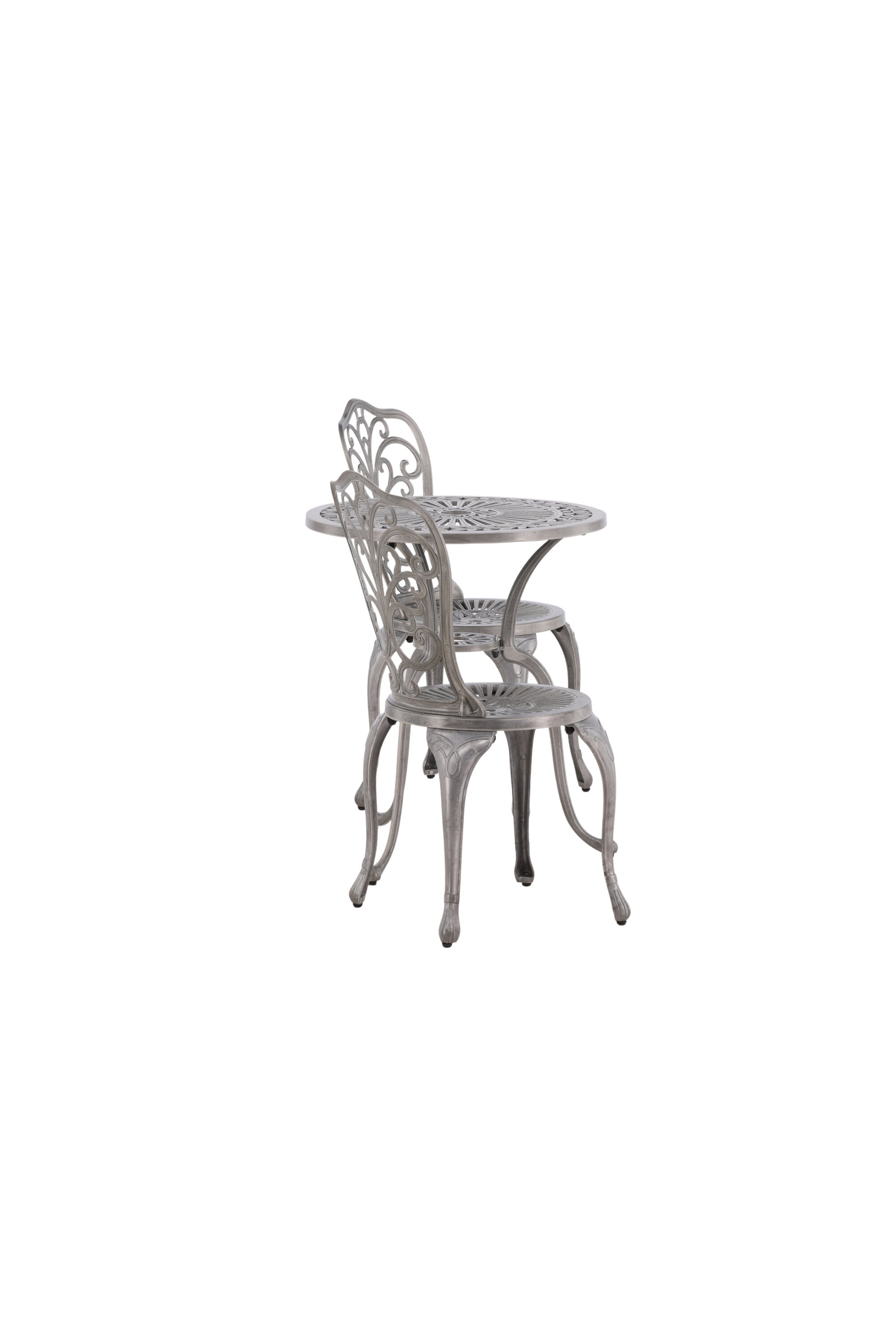Nandin Café Outdoorset ⌀60cm/2St. in Silber präsentiert im Onlineshop von KAQTU Design AG. Gartentischset ist von Venture Home