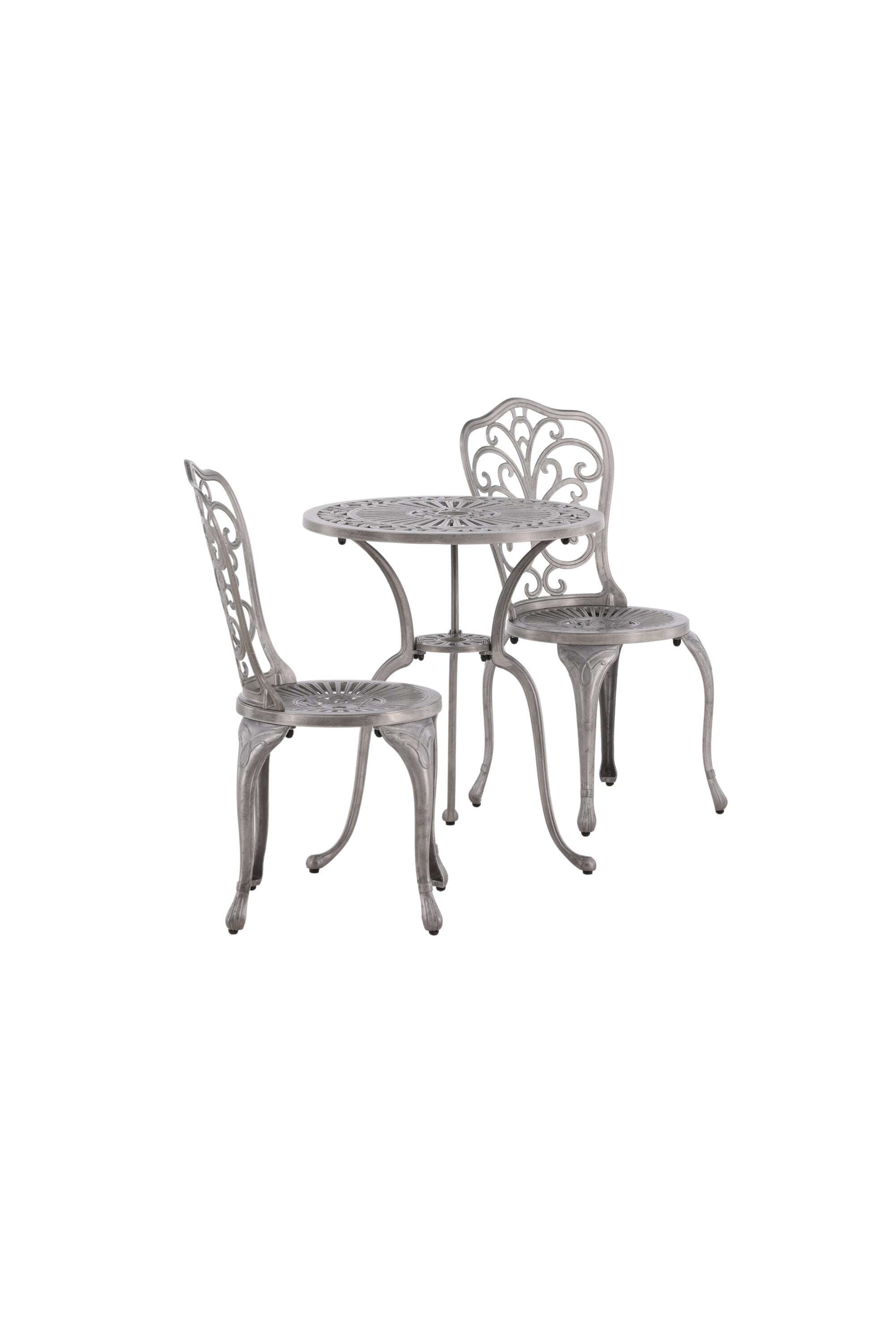 Nandin Café Outdoorset ⌀60cm/2St. in Silber präsentiert im Onlineshop von KAQTU Design AG. Gartentischset ist von Venture Home