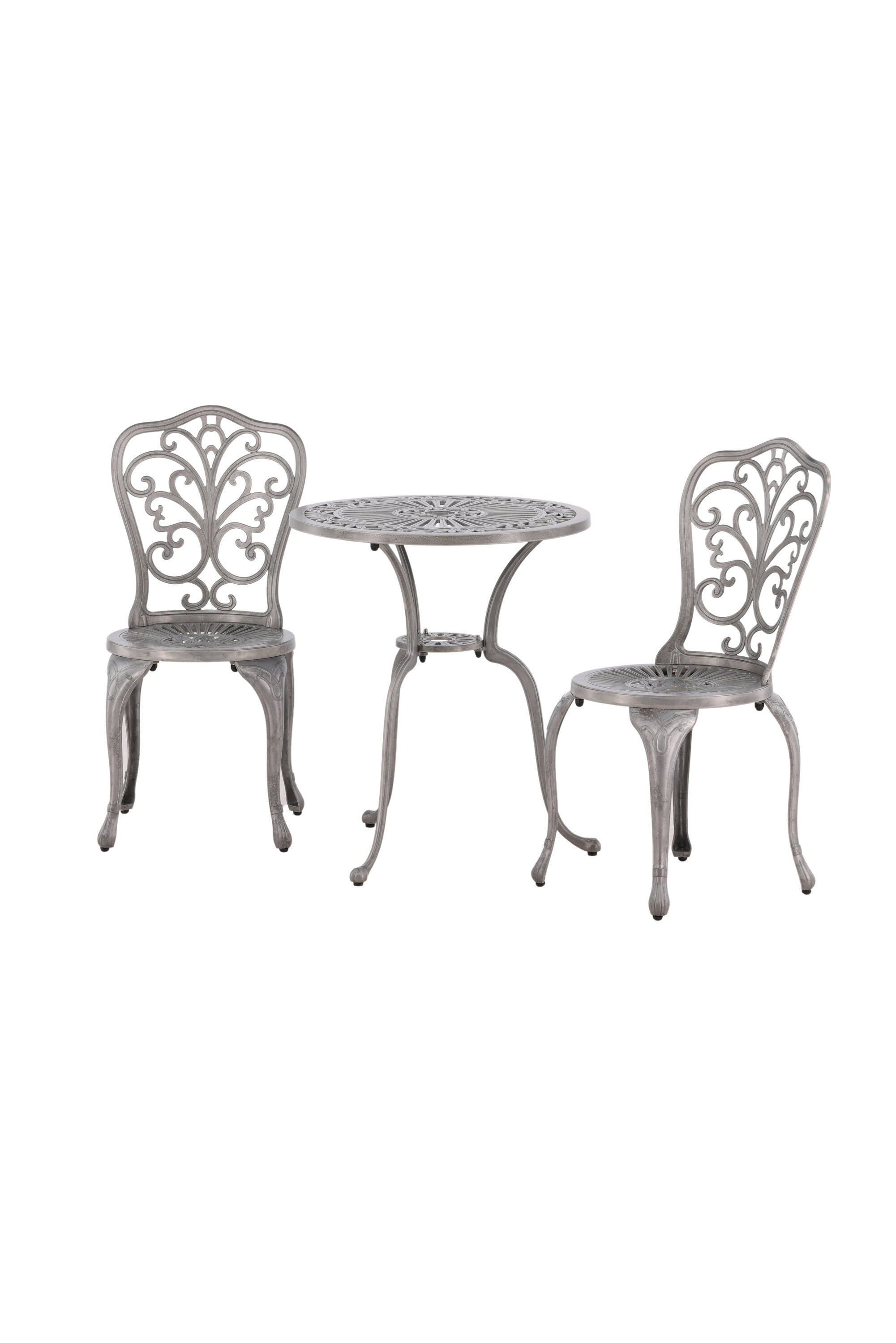 Nandin Café Outdoorset ⌀60cm/2St. in Silber präsentiert im Onlineshop von KAQTU Design AG. Gartentischset ist von Venture Home