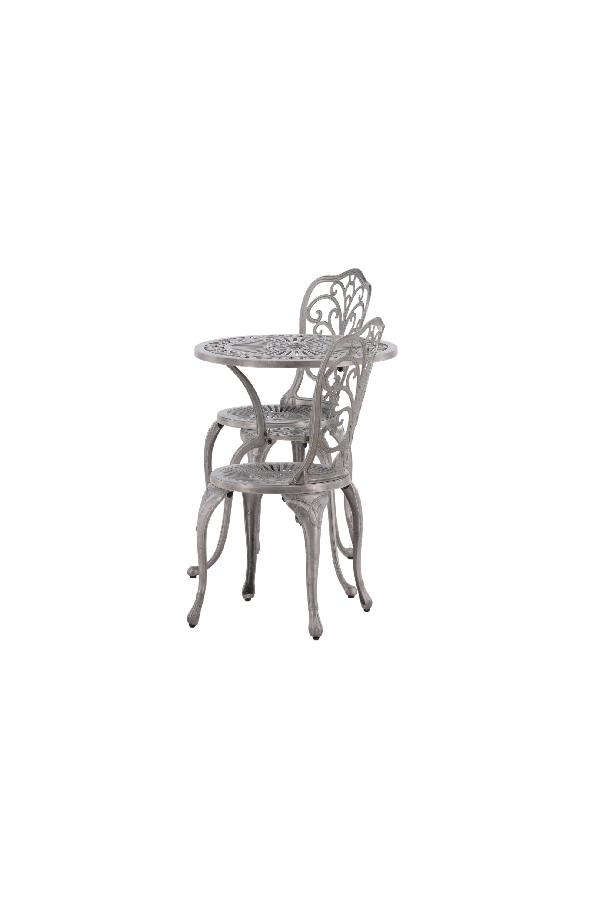 Nandin Café Outdoorset ⌀60cm/2St. in Silber präsentiert im Onlineshop von KAQTU Design AG. Gartentischset ist von Venture Home