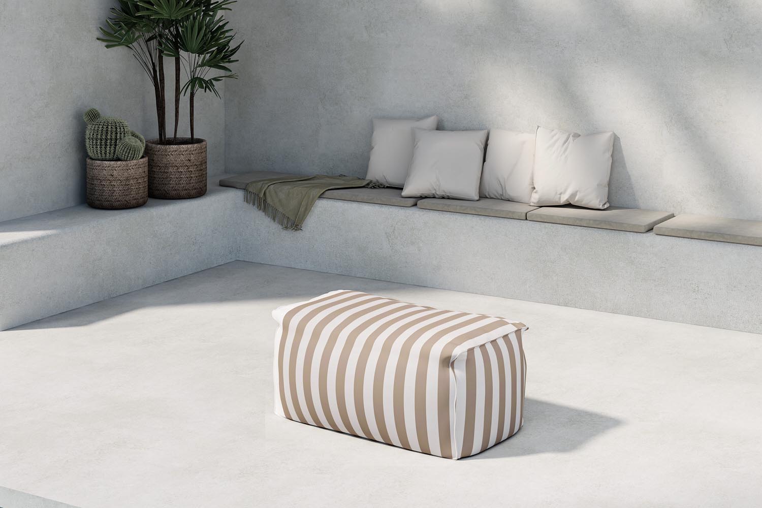 Der Redang Osmanisch von Venture Home: Ein eleganter, vielseitiger Hocker aus strapazierfähigem Olefin, perfekt für jeden Außenbereich.