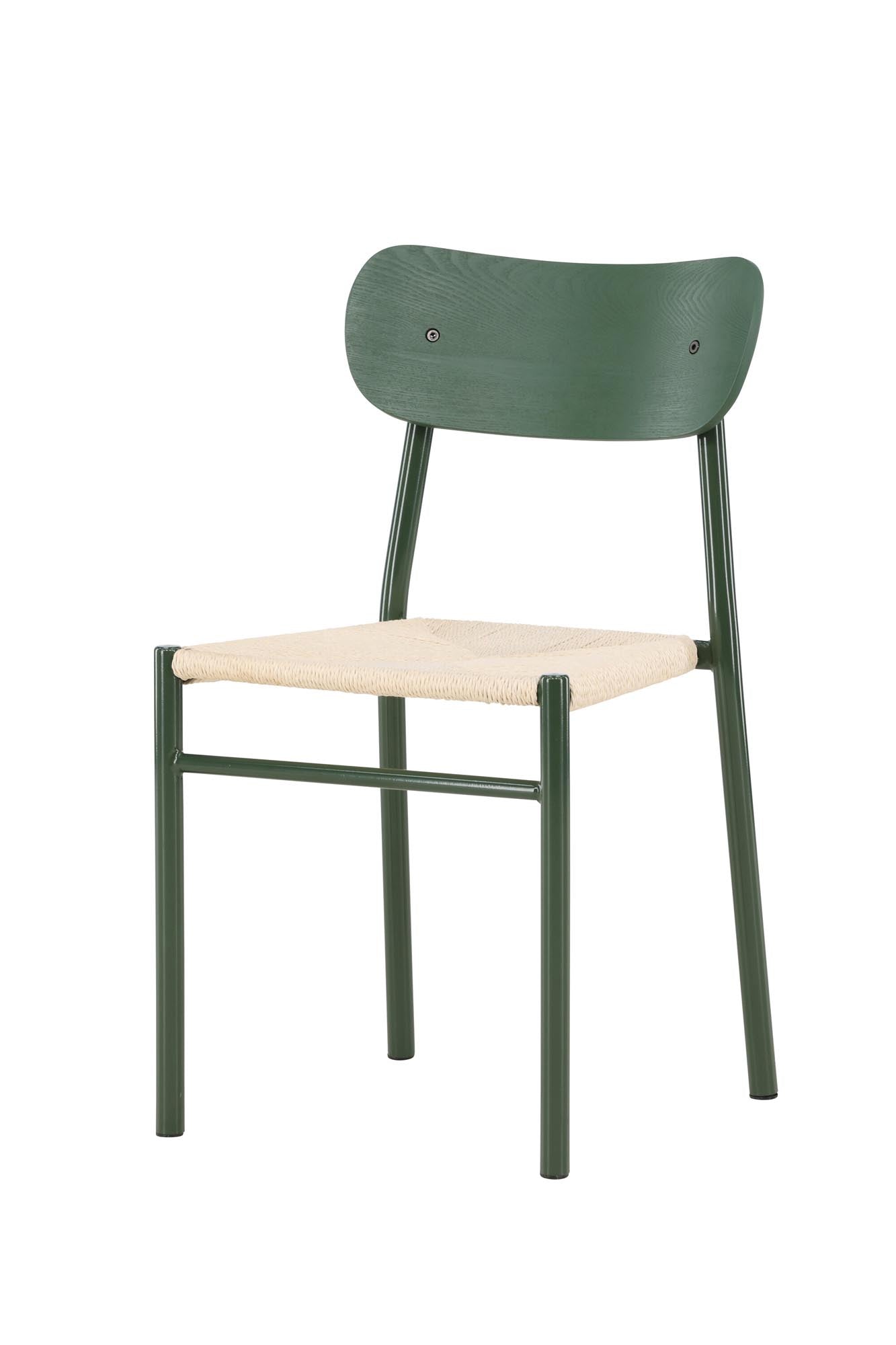 Verleihen Sie Ihrem Esszimmer mit dem Polly Esszimmerstuhl von Venture Home einen modernen Akzent. Stilvolles Design, bequemer Seilsitz und grüne Beine für jeden Einrichtungsstil.