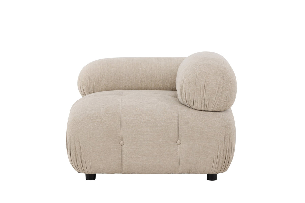 Mika Sofa Modul von Venture Home in Beige: gepolstertes Sitzelement aus Polyester mit schwarzen Beinen, Teil eines modularen Sofasystems.