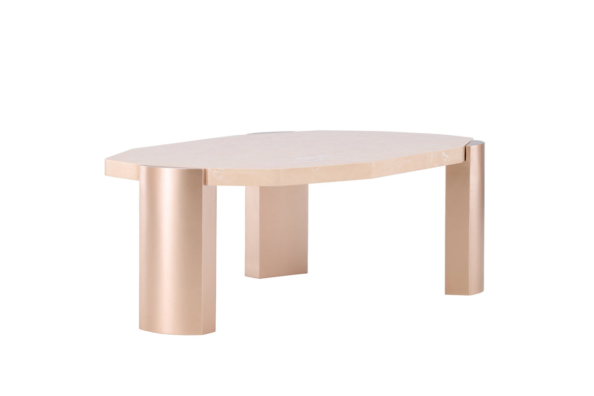 Kres Sofatisch 125x70.5 in Gold/ Rosa/Marmoroptik präsentiert im Onlineshop von KAQTU Design AG. Beistelltisch ist von Venture Home
