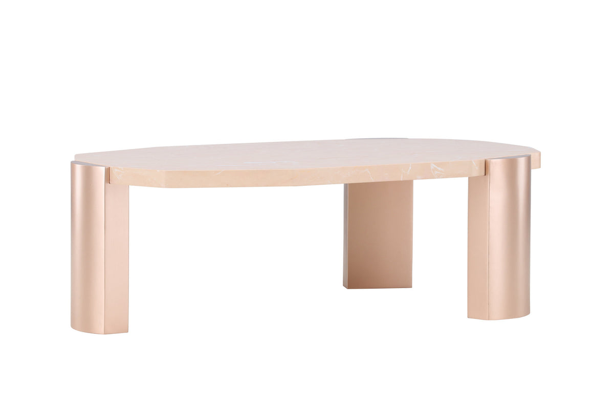 Kres Sofatisch 125x70.5 in Gold/ Rosa/Marmoroptik präsentiert im Onlineshop von KAQTU Design AG. Beistelltisch ist von Venture Home