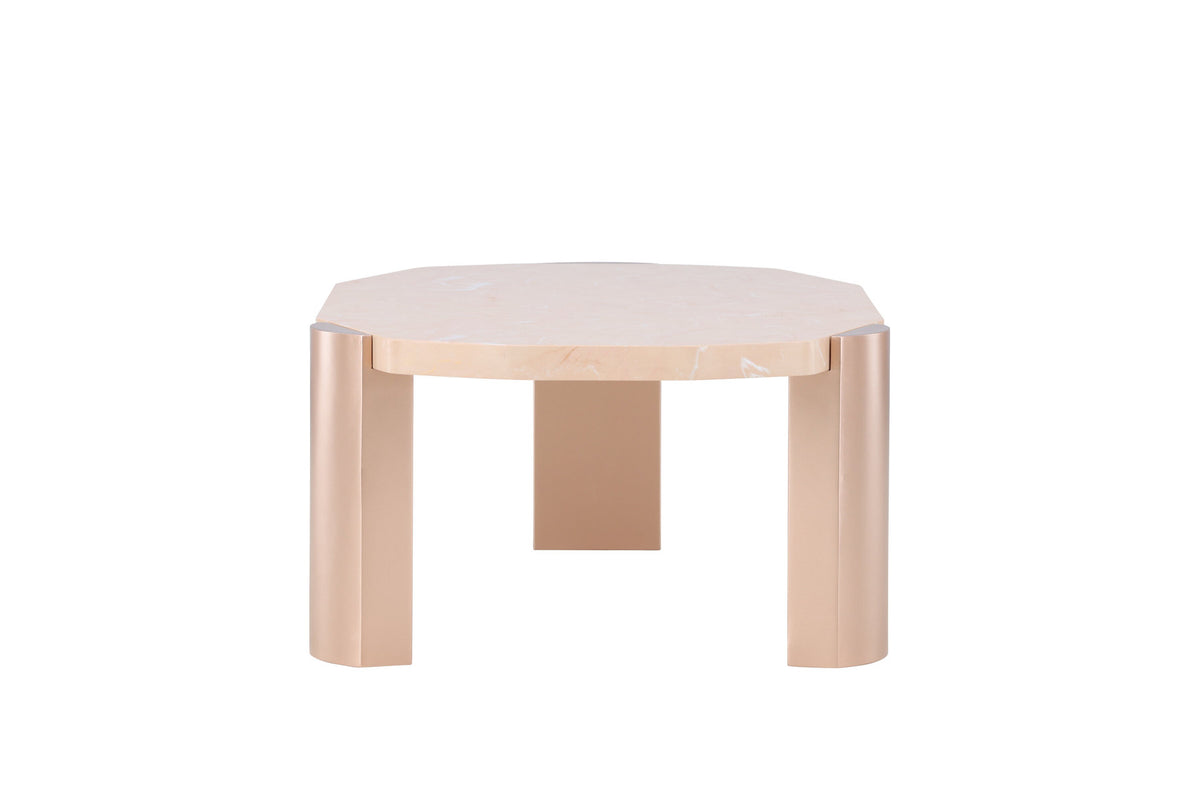 Kres Sofatisch 125x70.5 in Gold/ Rosa/Marmoroptik präsentiert im Onlineshop von KAQTU Design AG. Beistelltisch ist von Venture Home