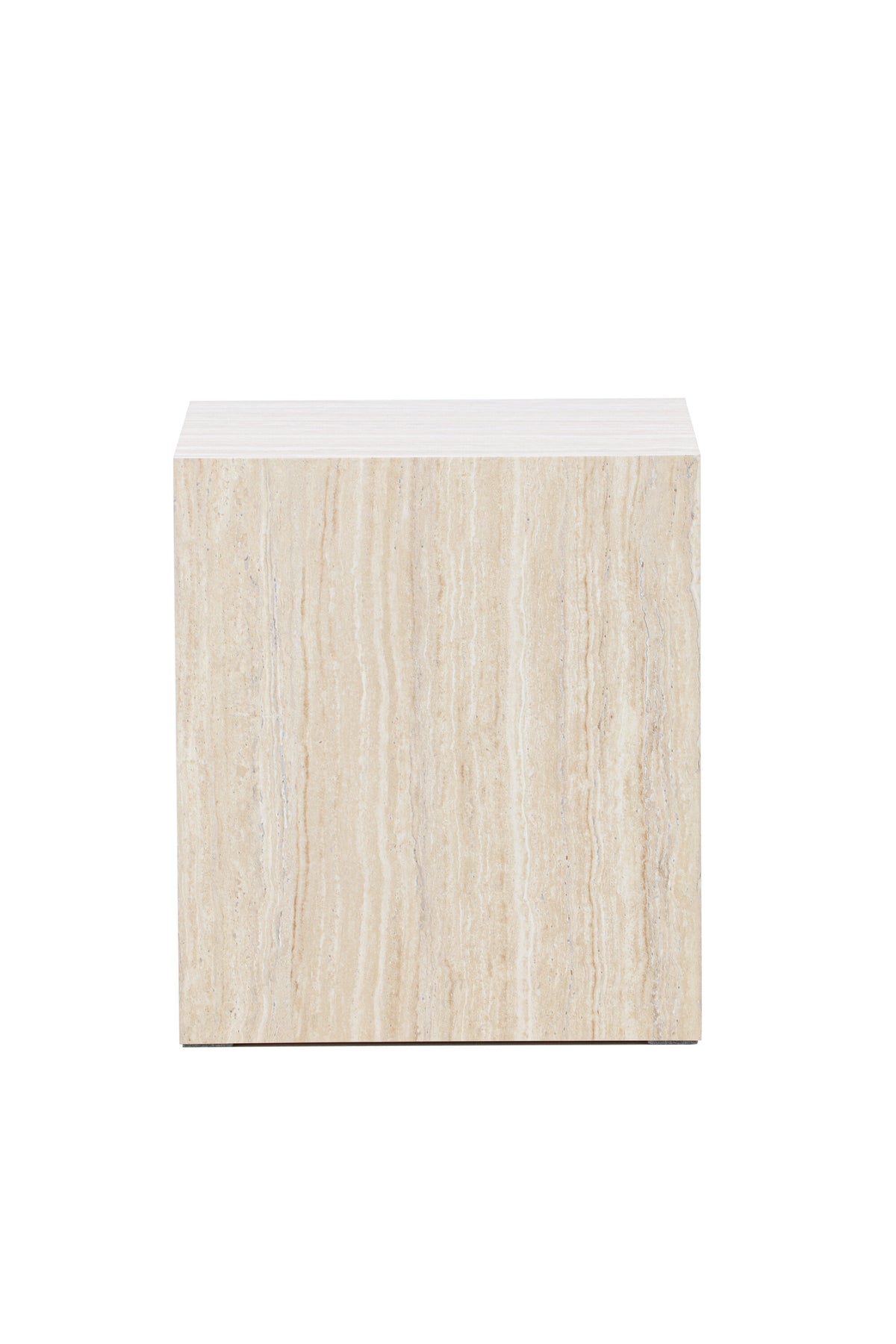 York Sofatisch von Venture Home, beiger Beistelltisch aus MDF mit quadratischer Tischplatte und schlichten Beinen im Steinlook