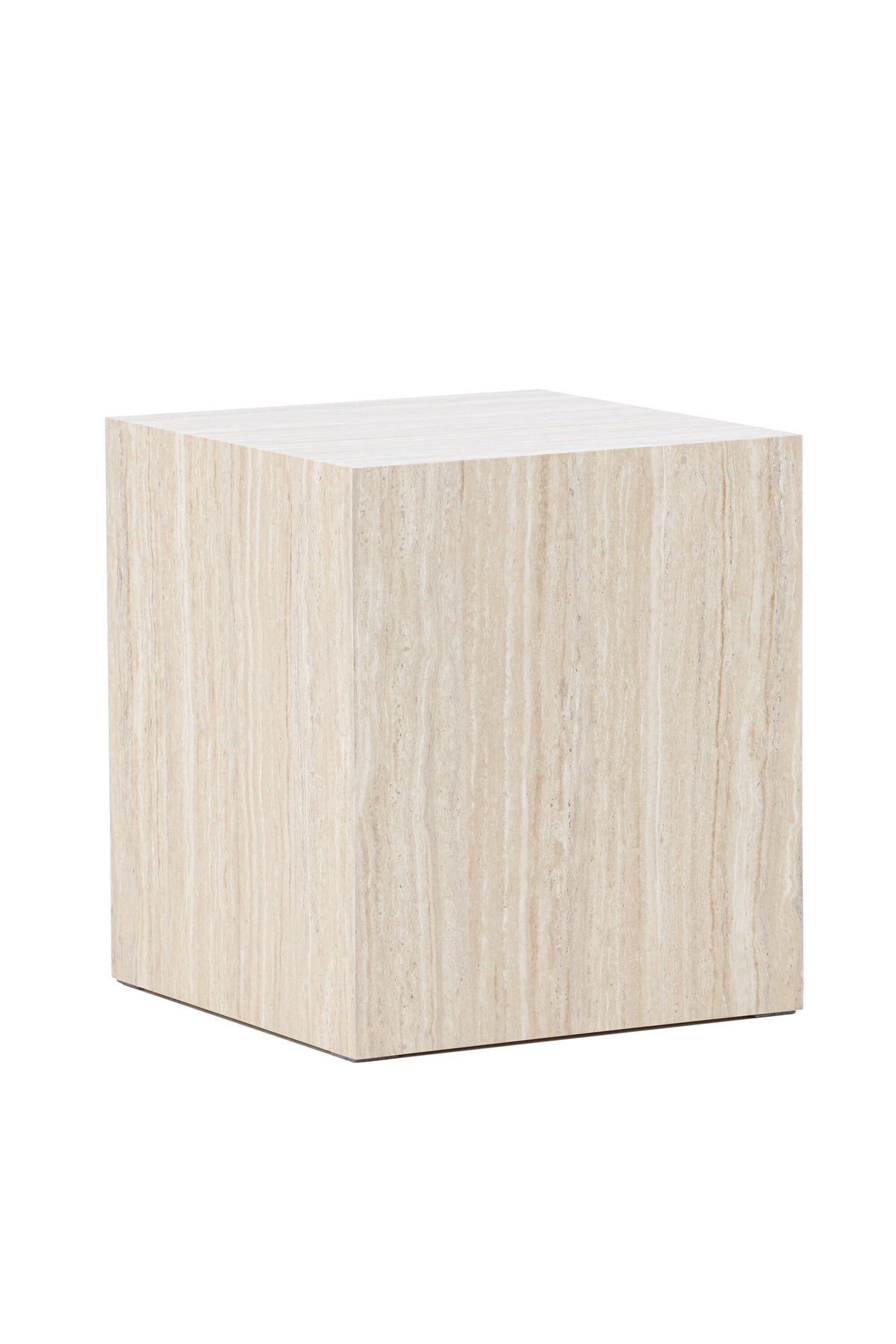 York Sofatisch von Venture Home, beiger Beistelltisch aus MDF mit quadratischer Tischplatte und schlichten Beinen im Steinlook