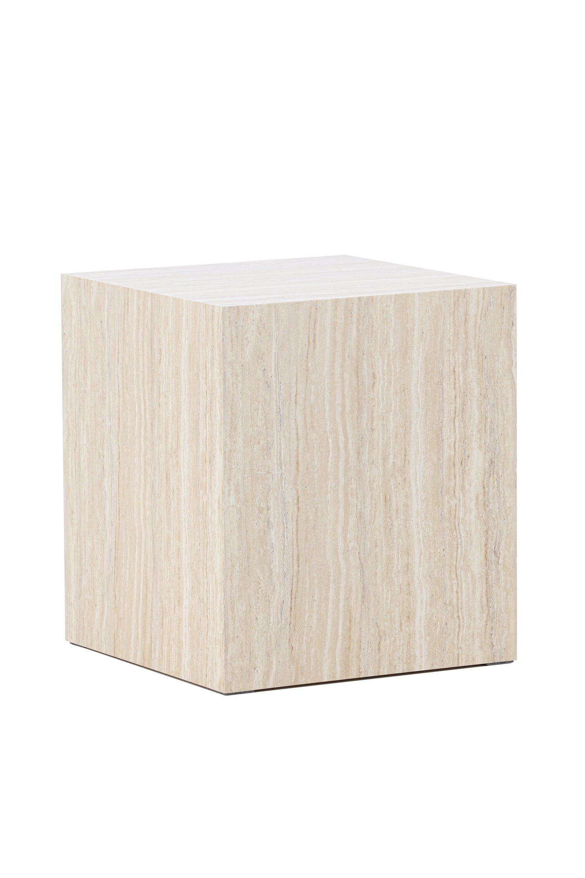 York Sofatisch von Venture Home, beiger Beistelltisch aus MDF mit quadratischer Tischplatte und schlichten Beinen im Steinlook