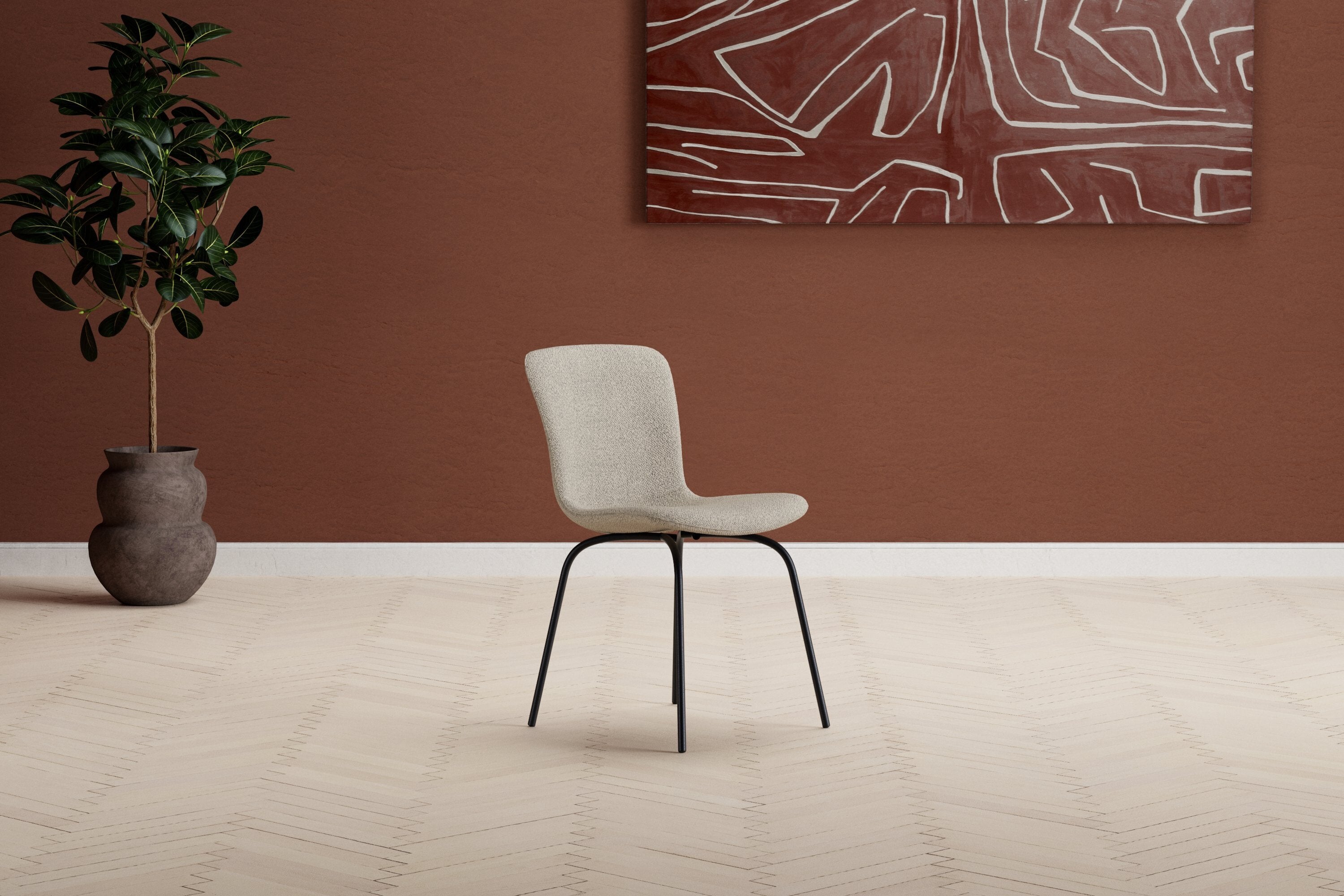 Eleganter Linus Esszimmerstuhl in sanftem Beige, ideal für stilvolle Essbereiche, präsentiert von Venture Home.
