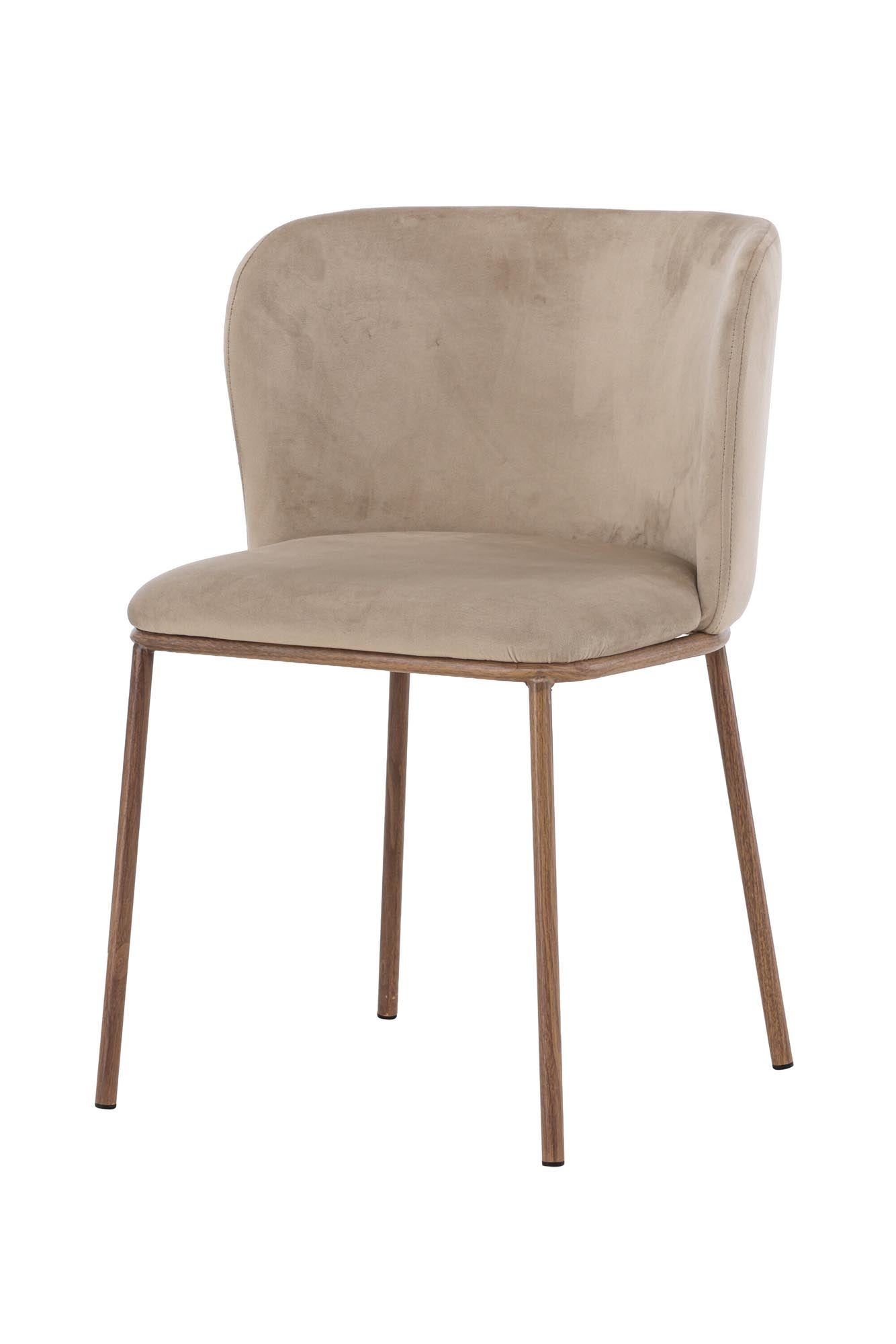 Erleben Sie den Edina Esszimmerstuhl von Venture Home – ein eleganter, bequemer Stuhl in beigem Samt, perfekt für stilvolle Esszimmer und gemütliche Abende.