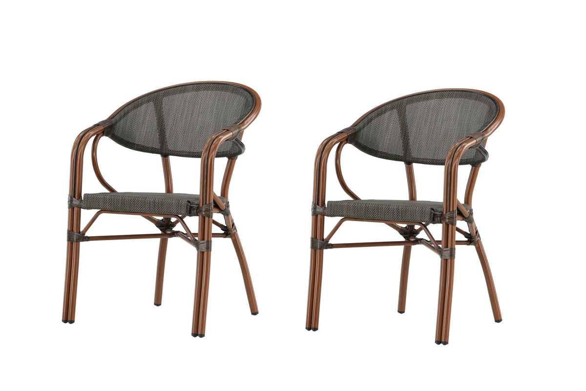 Vila Cafe Stuhl in Schwarz Braun präsentiert im Onlineshop von KAQTU Design AG. Gartenstuhl mit Armlehnen ist von Venture Home