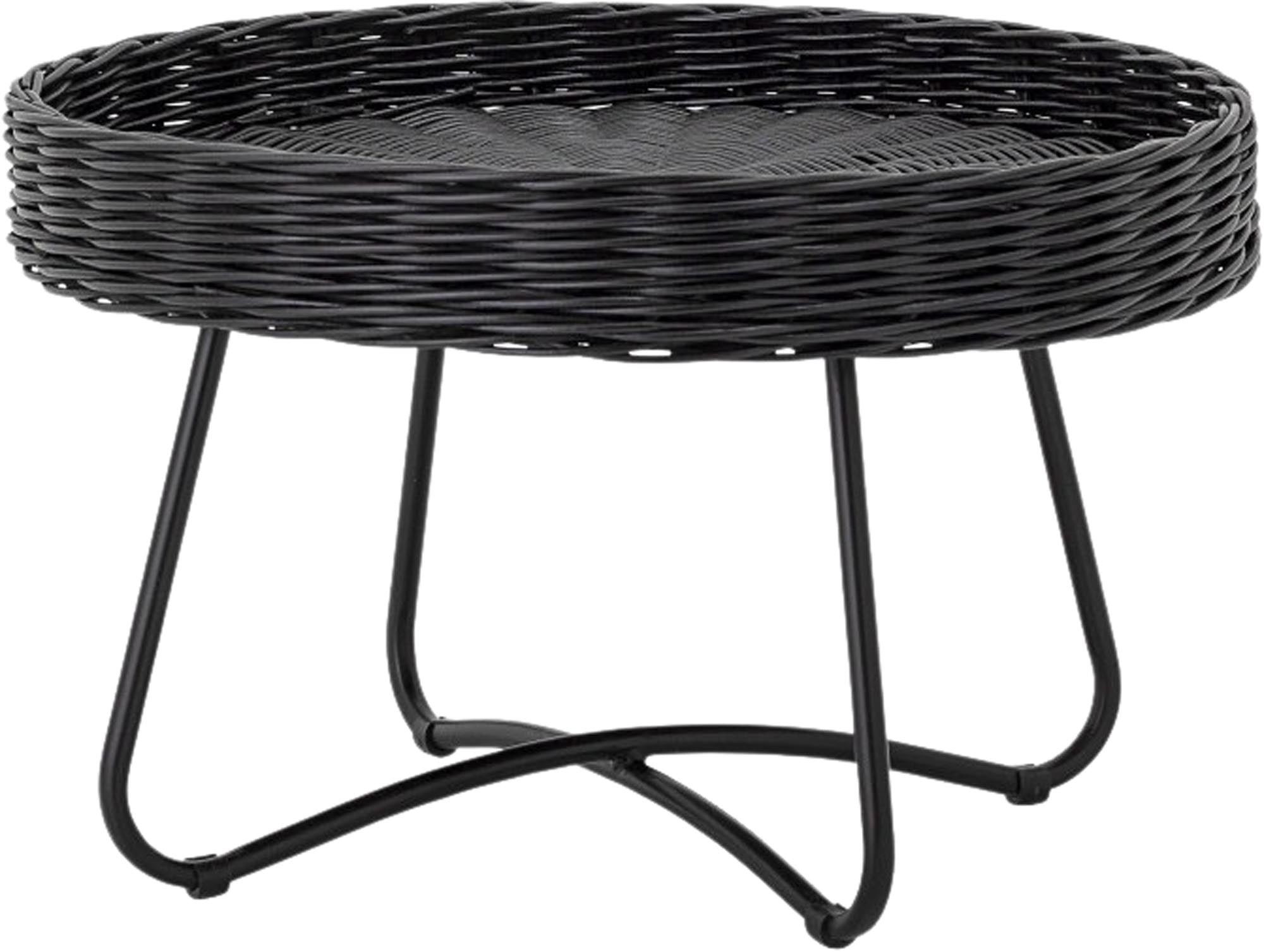 Moderner Hattie Couchtisch aus schwarzem Rattan von Bloomingville, ideal für Wohnzimmer, Wintergarten oder Terrasse. Eleganz trifft Langlebigkeit.