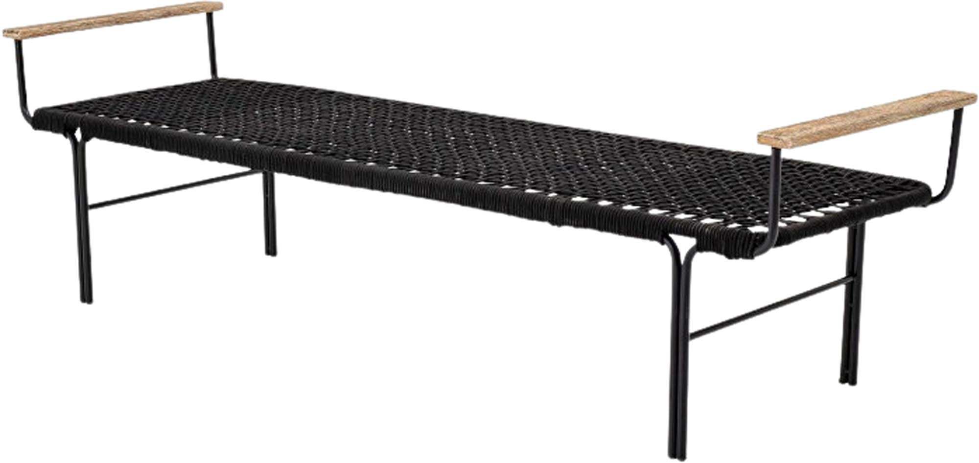 Die Mundo Bank von Bloomingville ist eine stilvolle Sitzbank aus schwarzem Metall, ideal für modernes Wohndesign.