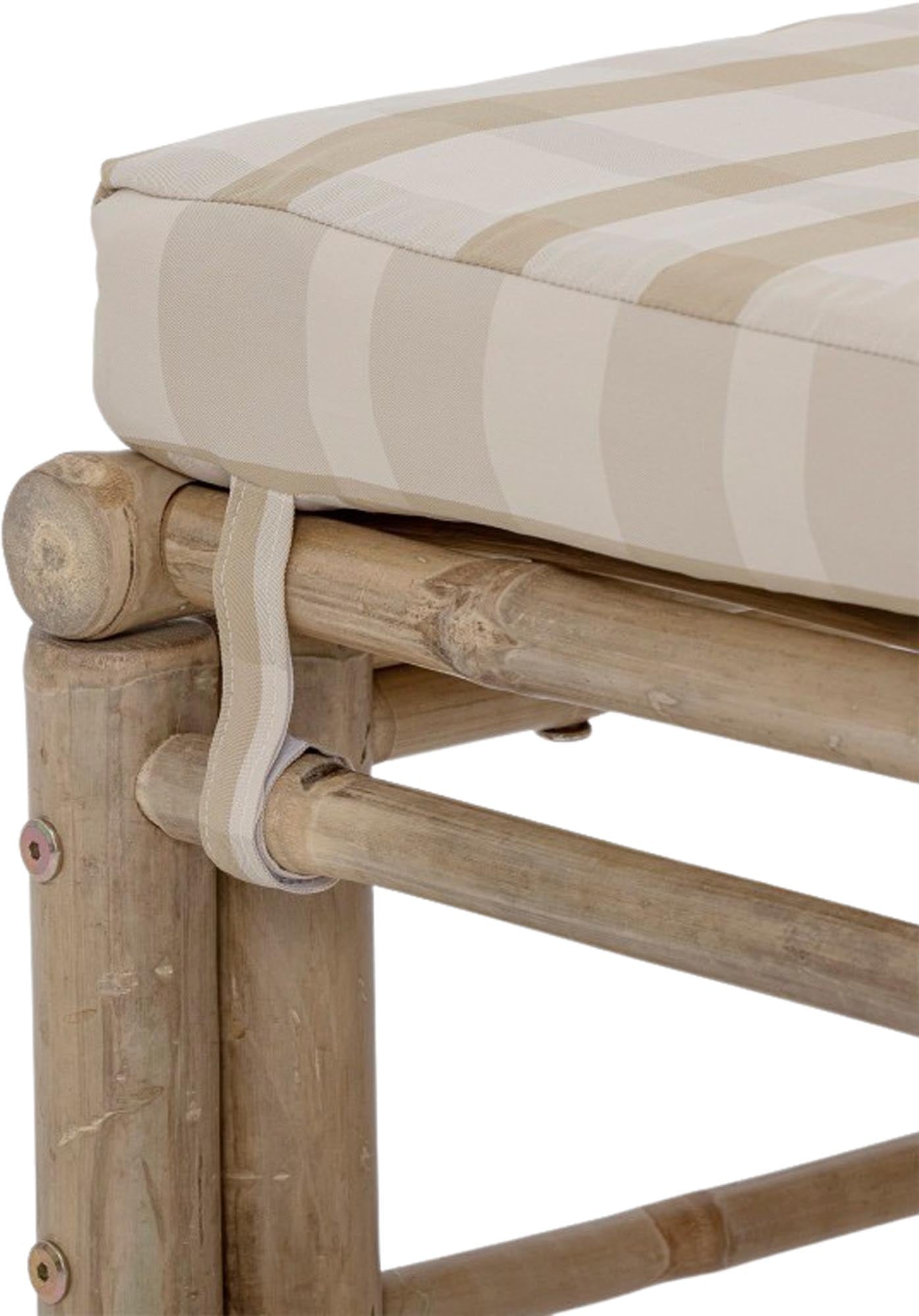 Stilvoller Pouf aus Bambus in Natur, ideal als Sitzgelegenheit oder dekoratives Element für ein modernes Wohnambiente.