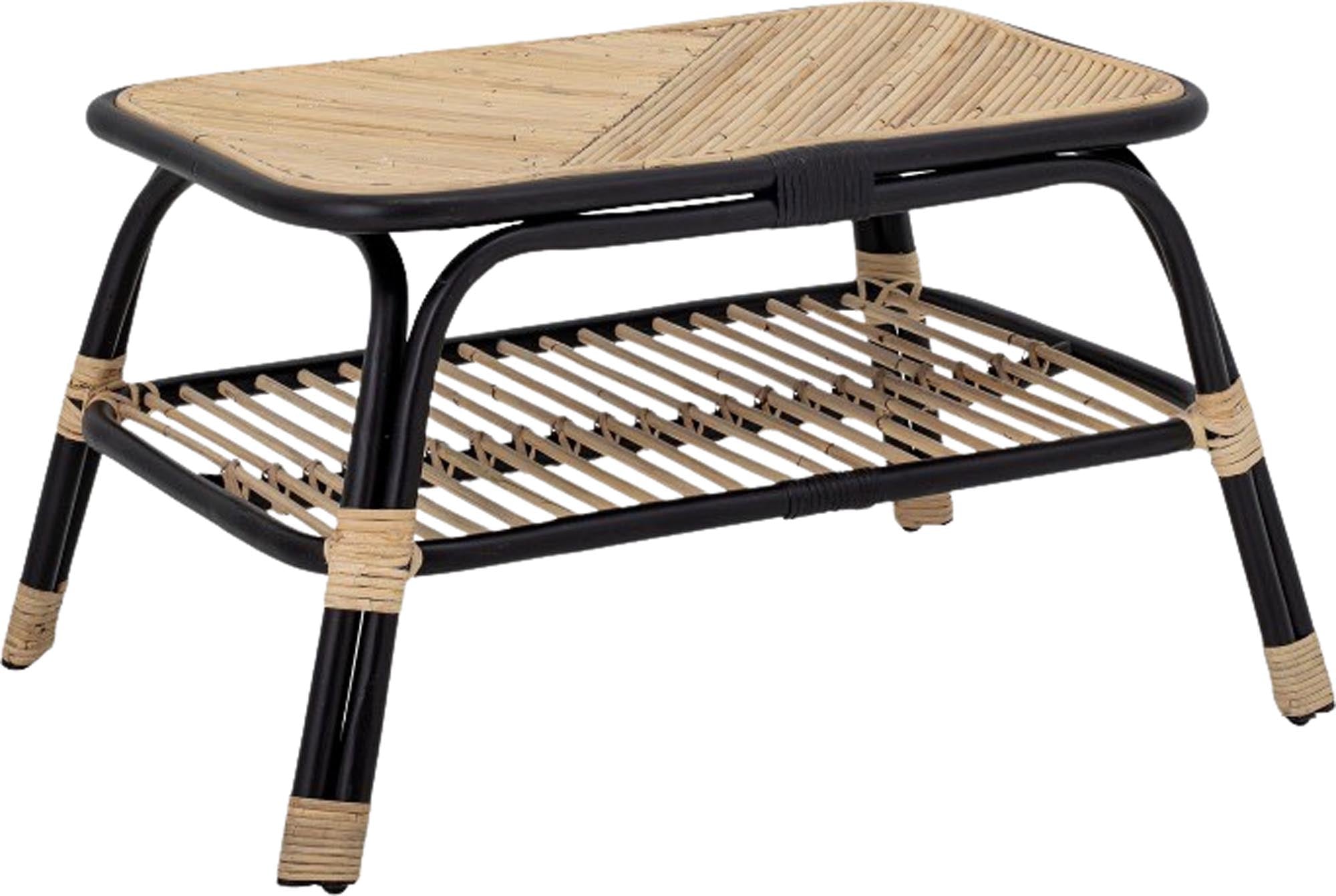 Moderner Loue Beistelltisch von Bloomingville, gefertigt aus schwarzem Rattan, perfekt für elegante und funktionale Wohnraumgestaltung.