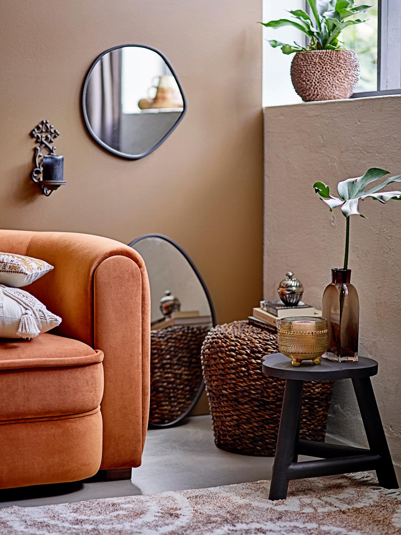 Sada Teppich, Braun: Hochwertige Baumwolle, Batikeffekt, bohemian Stil, gemütlich, pflegeleicht, einladend, elegant.