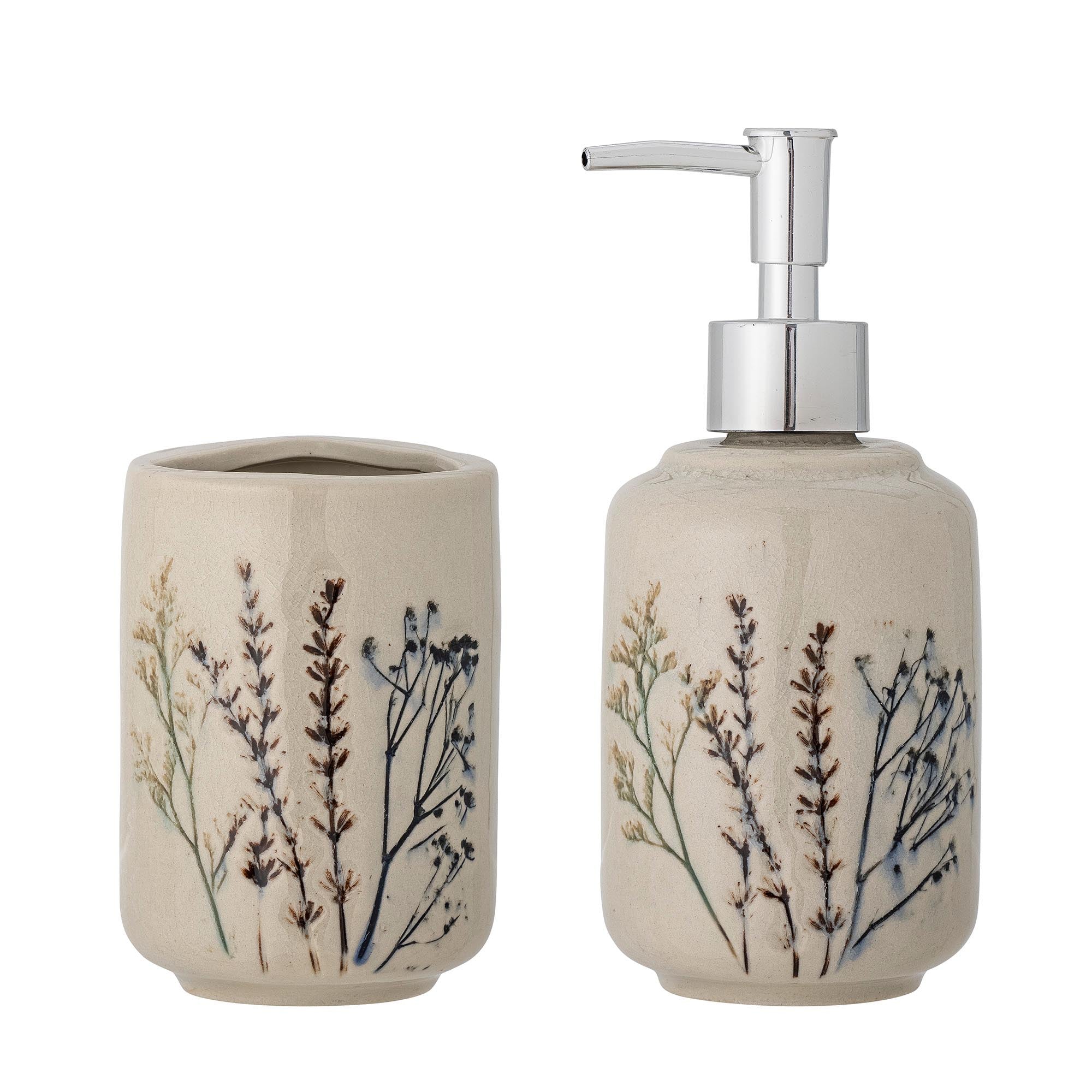 Bea Seifenspender-Set, Nature, Stoneware in Nature präsentiert im Onlineshop von KAQTU Design AG. Badzubehör ist von Bloomingville