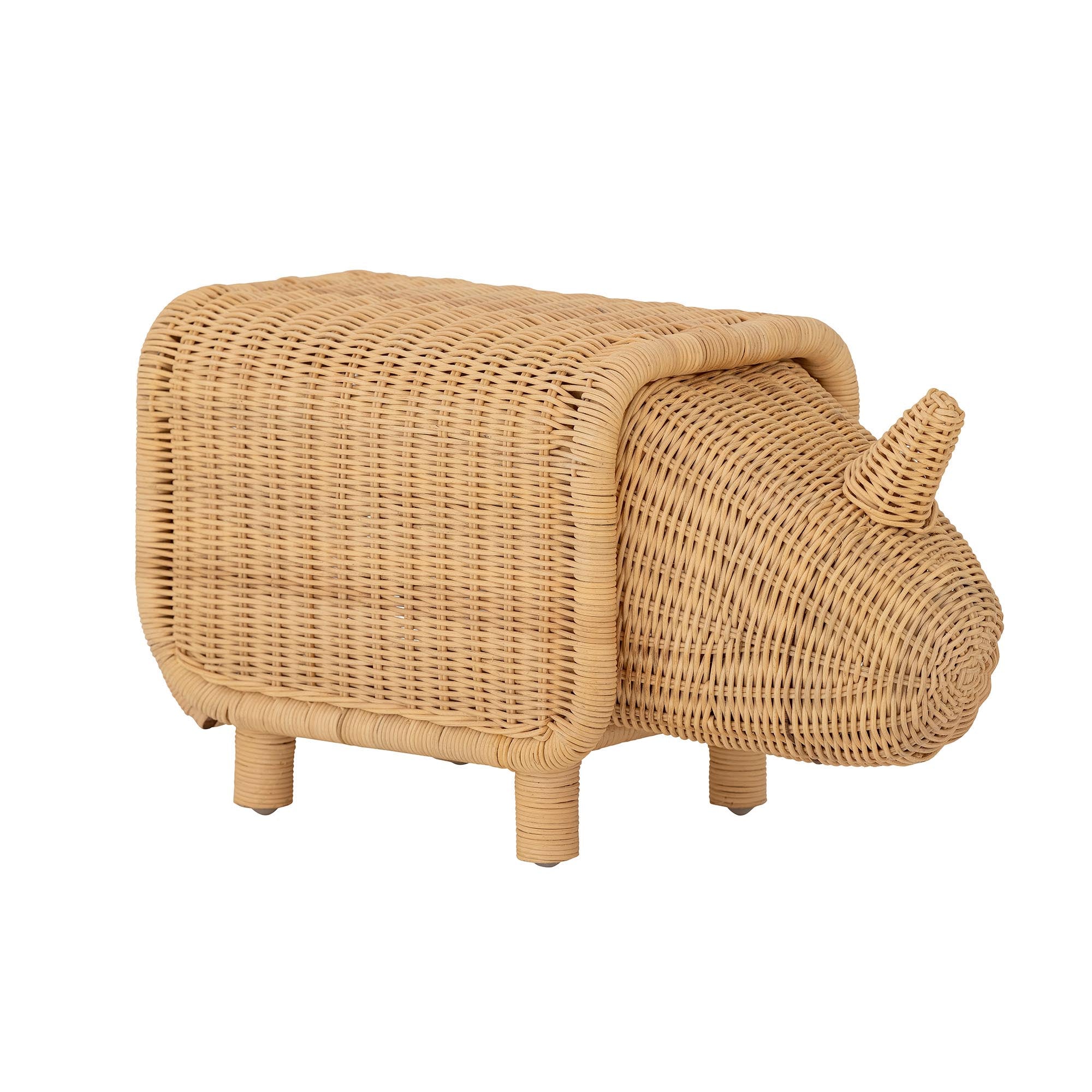 Soffe Hocker: Charmantes Nashorn-Design aus Rattan, mit Stauraum. Perfekt für Kinderzimmer, praktisch und dekorativ.