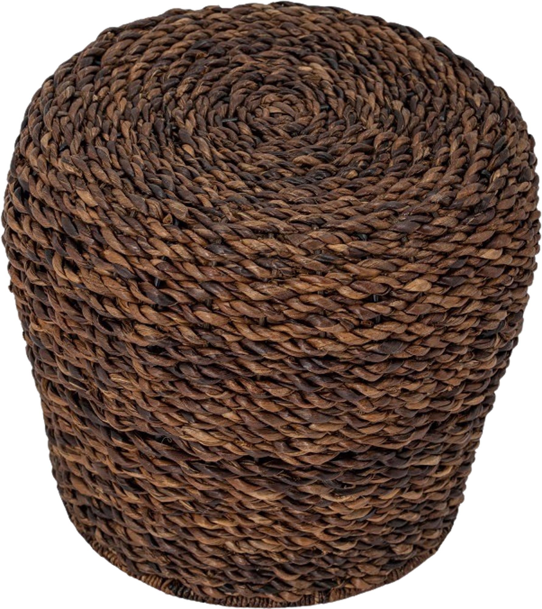 Brauner Hocker aus Abaca, handgefertigt, ideal als Sitzgelegenheit oder Dekoration, bringt natürlichen Charme in Ihr Zuhause.