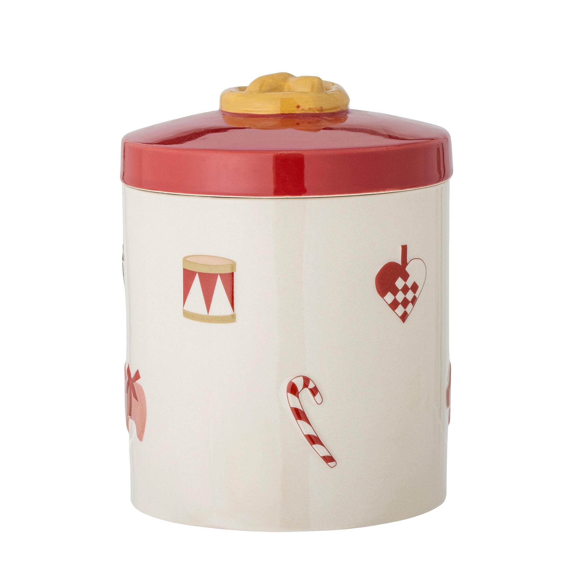 Yule Gefäss mit Deckel, Rot, Steingut in Red präsentiert im Onlineshop von KAQTU Design AG. Aufbewahrungsbehälter ist von Bloomingville