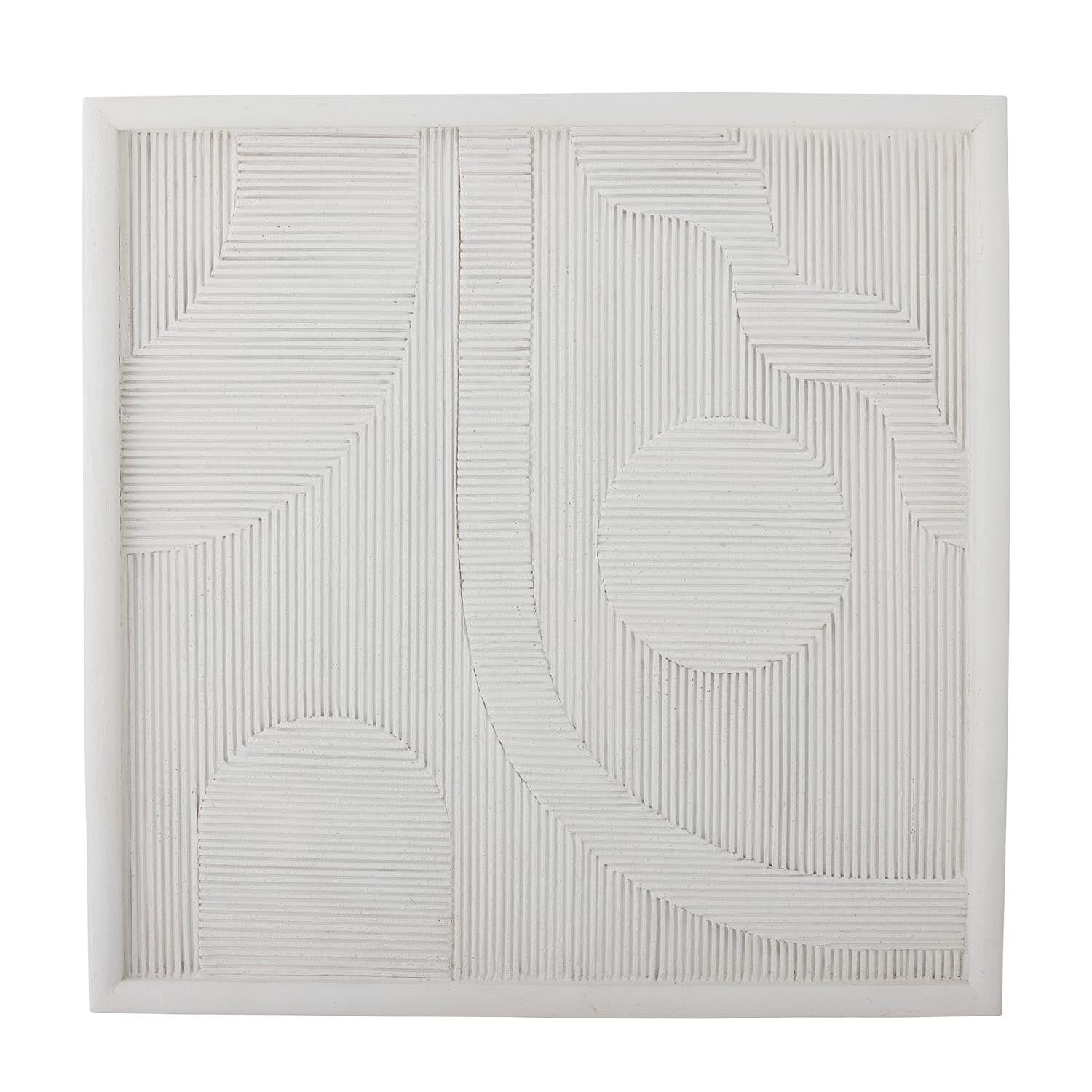 Elegante weisse Patina Wanddekoration aus Polyresin von Bloomingville, ideal für moderne, stilvolle Wohnräume.