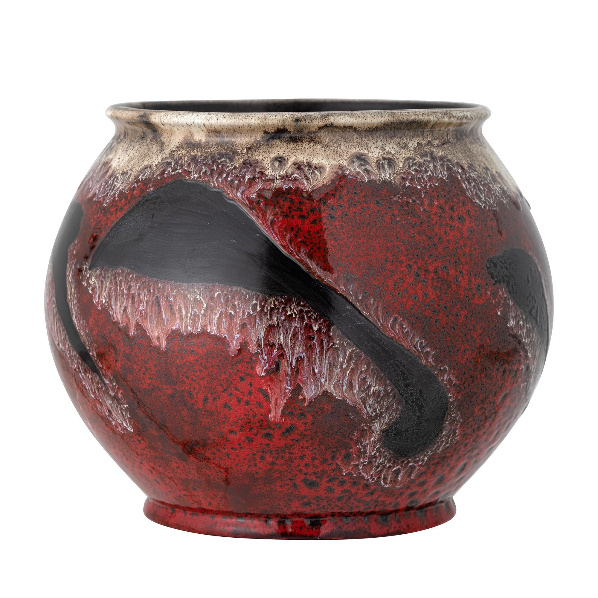 Der Souha Blumentopf von Bloomingville in Rot ist ideal für grosse Pflanzen. Handgefertigt aus Steingut, einzigartig und stilvoll.