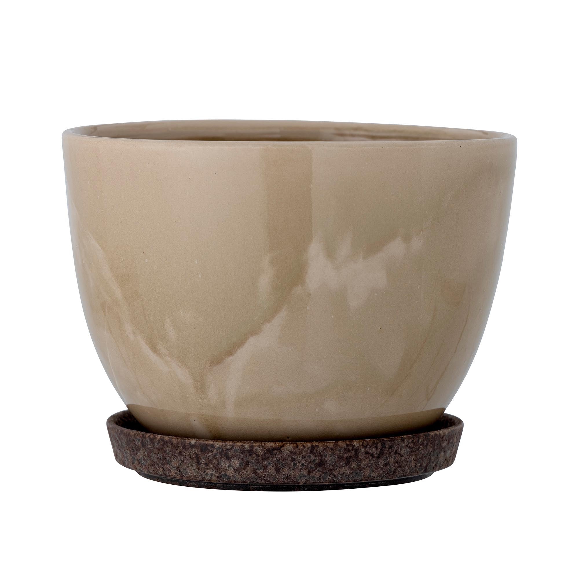 Ritva Blumentopf aus Steingut, braun, mit einzigartiger Glasur. Stilvoll, robust, ideal für Innen- und Aussenbereich. Perfekt für Pflanzenliebhaber.