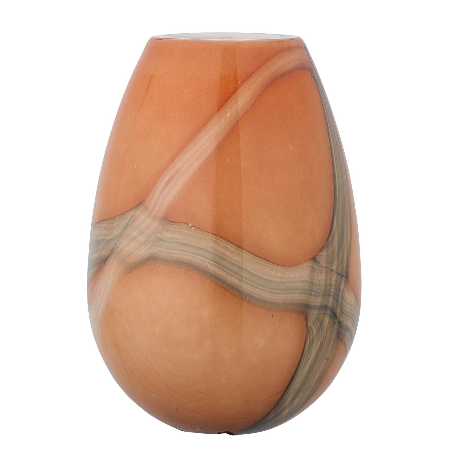 Die Shawl Vase von Bloomingville aus orangefarbenem Glas besticht durch ihr modernes Design und ist perfekt für stilvolle Akzente.