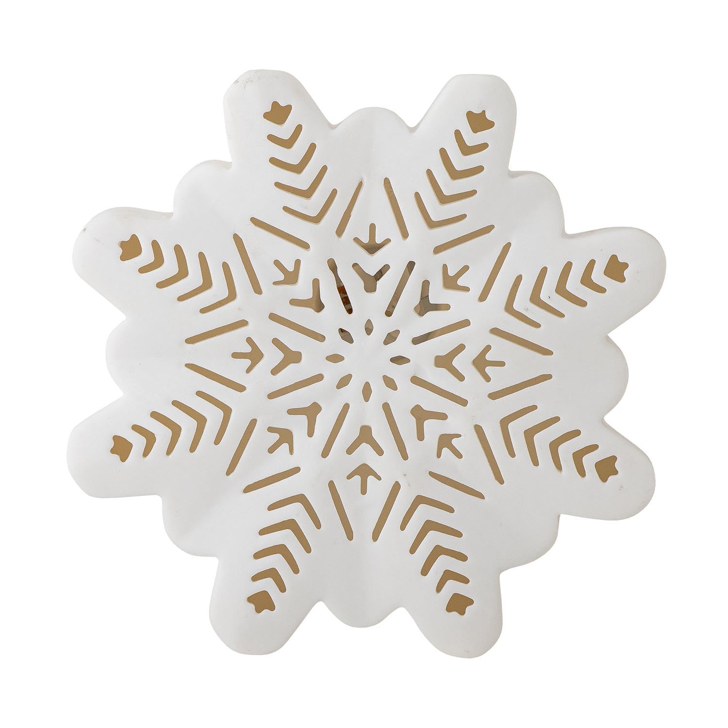 Elegante weisse Steingut-Dekoration von Bloomingville mit integriertem Licht, ideal für stimmungsvolle Akzente in Ihrem Wohnbereich.