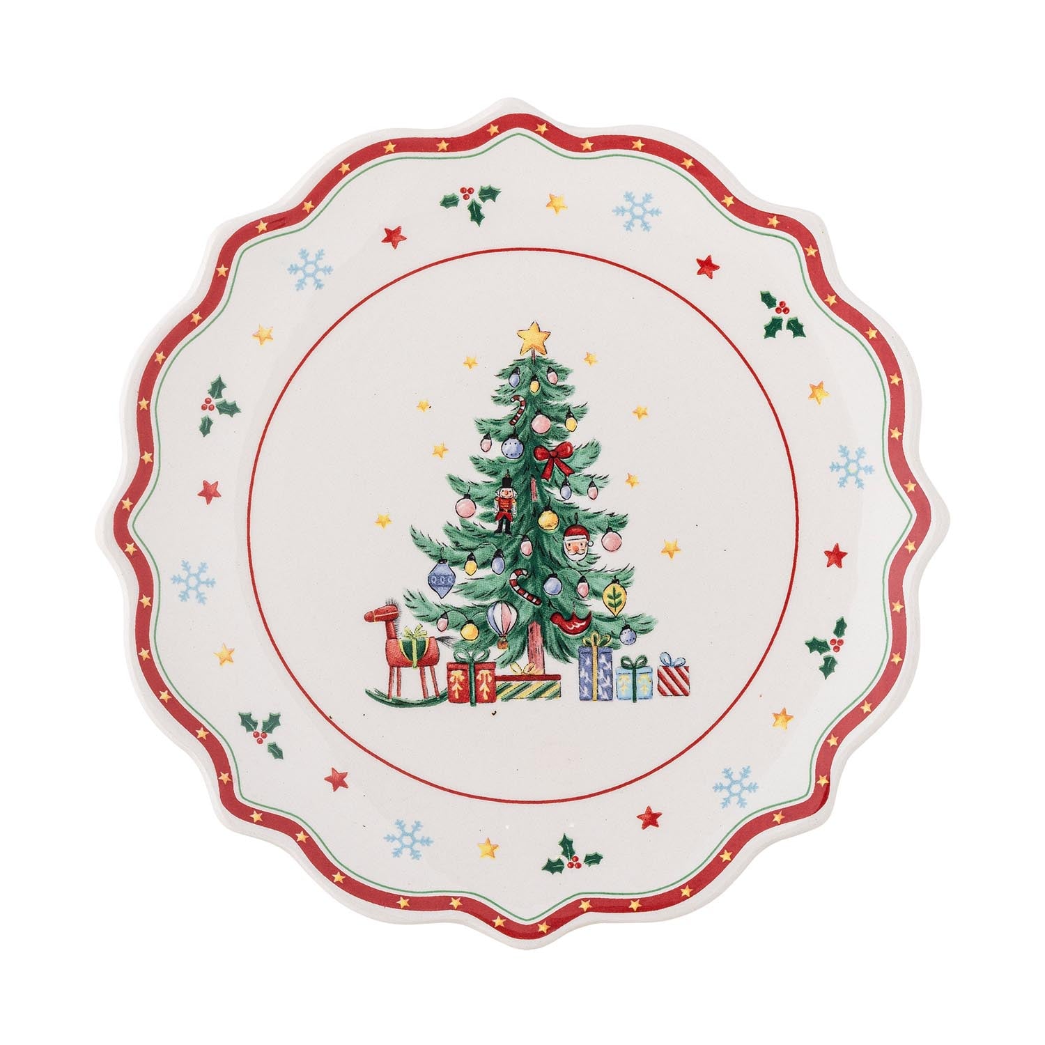 Moderner roter Keramikteller von Bloomingville, perfekt für elegante Tischgestaltung und praktische Alltagsanwendungen.