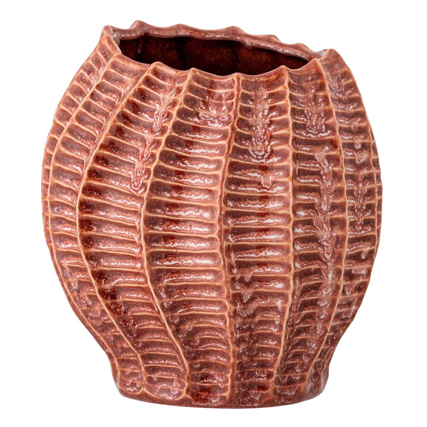 Elegante Callon Vase aus Steingut in zartem Roséton, ideal für stilvolle Dekorationen und modernes Wohndesign.