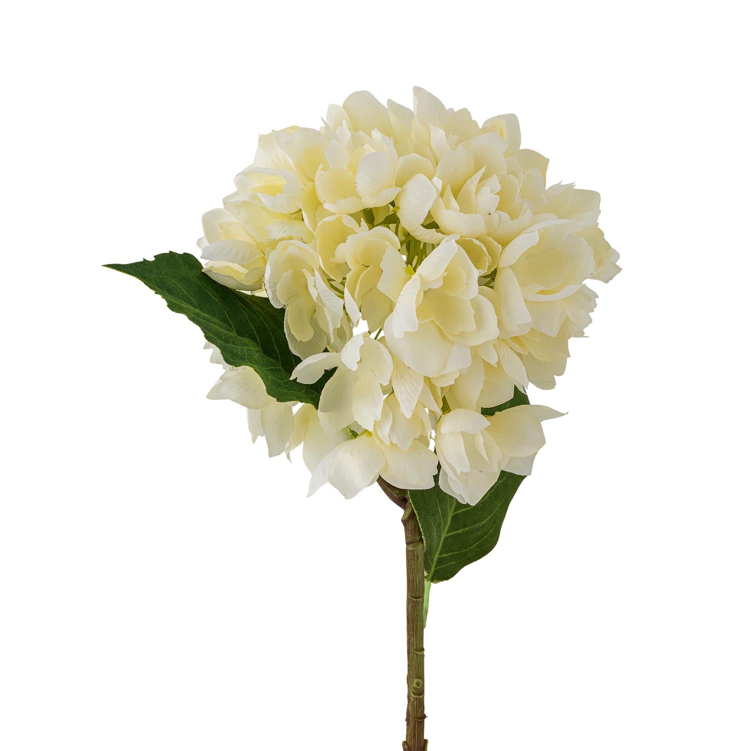 Künstlicher Hydrangea-Stiel in Weiss von Bloomingville, perfekt für elegante Dekorationen und zeitlose Blumenarrangements.