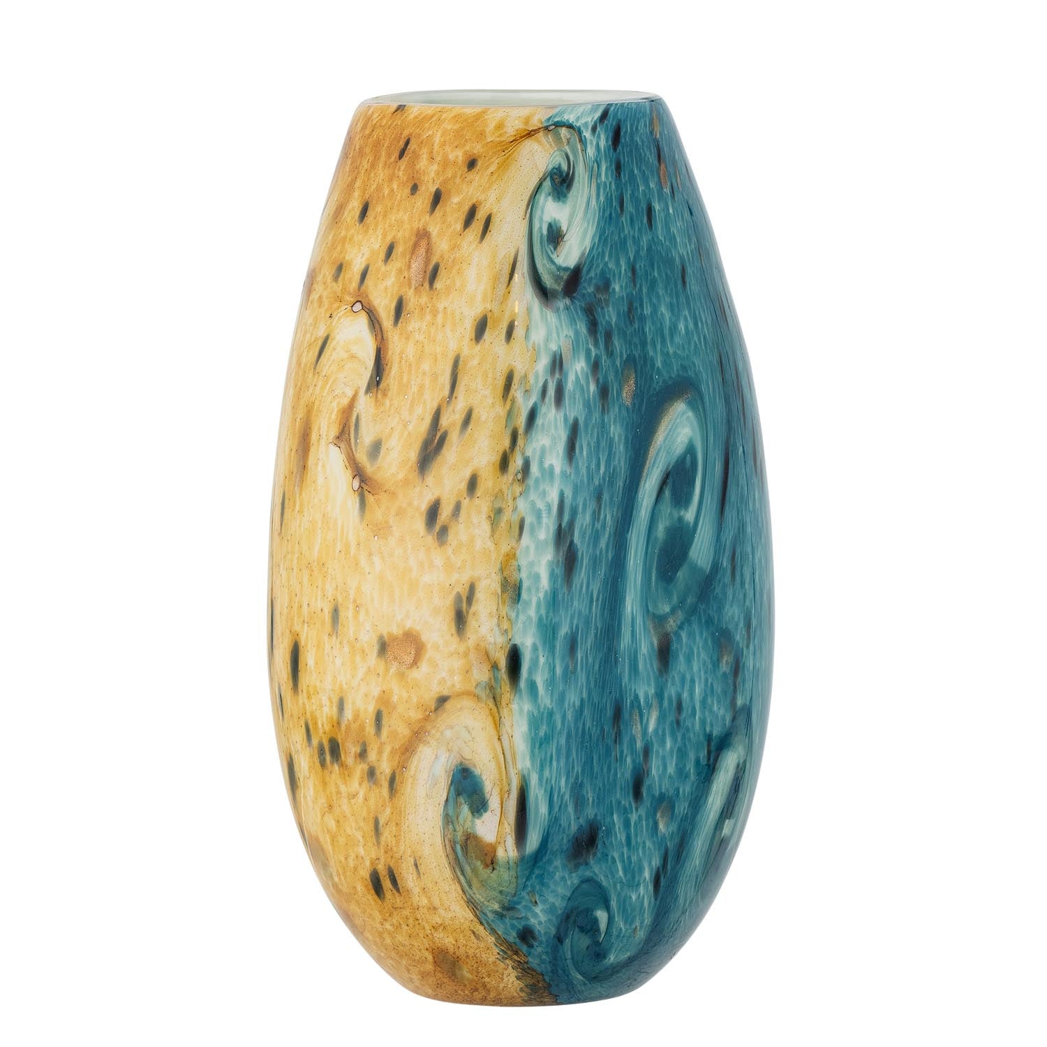 Die Kalian Vase aus blauem Glas von Creative Collection überzeugt mit stilvollem Design und erstklassiger Qualität.