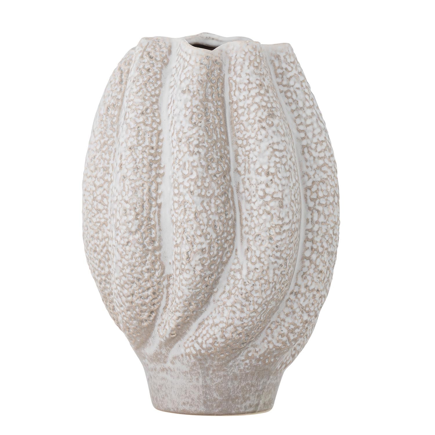 Die Cove Vase von Bloomingville: Elegantes Steingut in Weiss, zeitloses Design, vielseitig und langlebig, ideal für stilvolle Akzente.