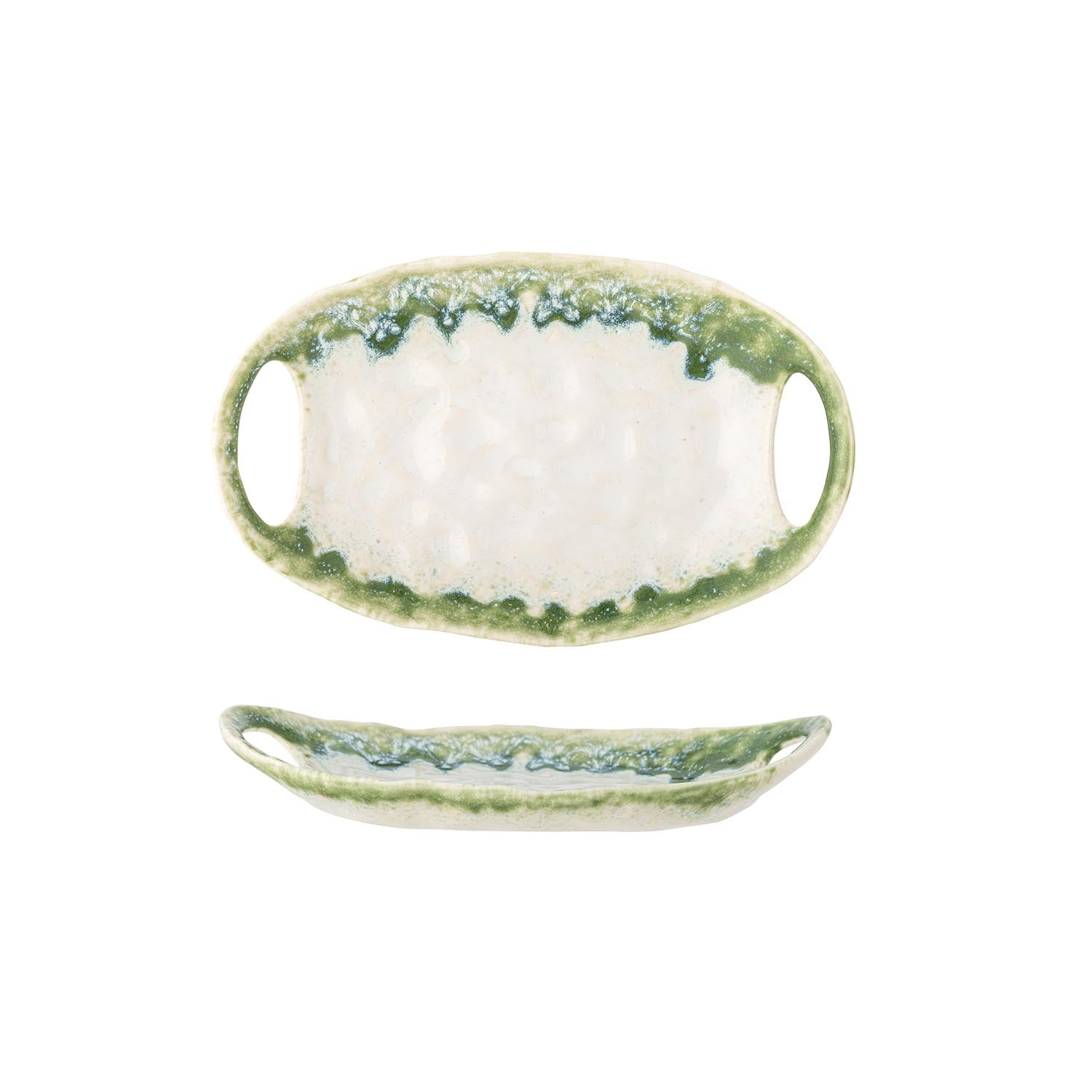 Grüne Servierplatte aus Steingut von Creative Collection, perfekt für stilvolles Servieren und als dekoratives Highlight auf dem Tisch.