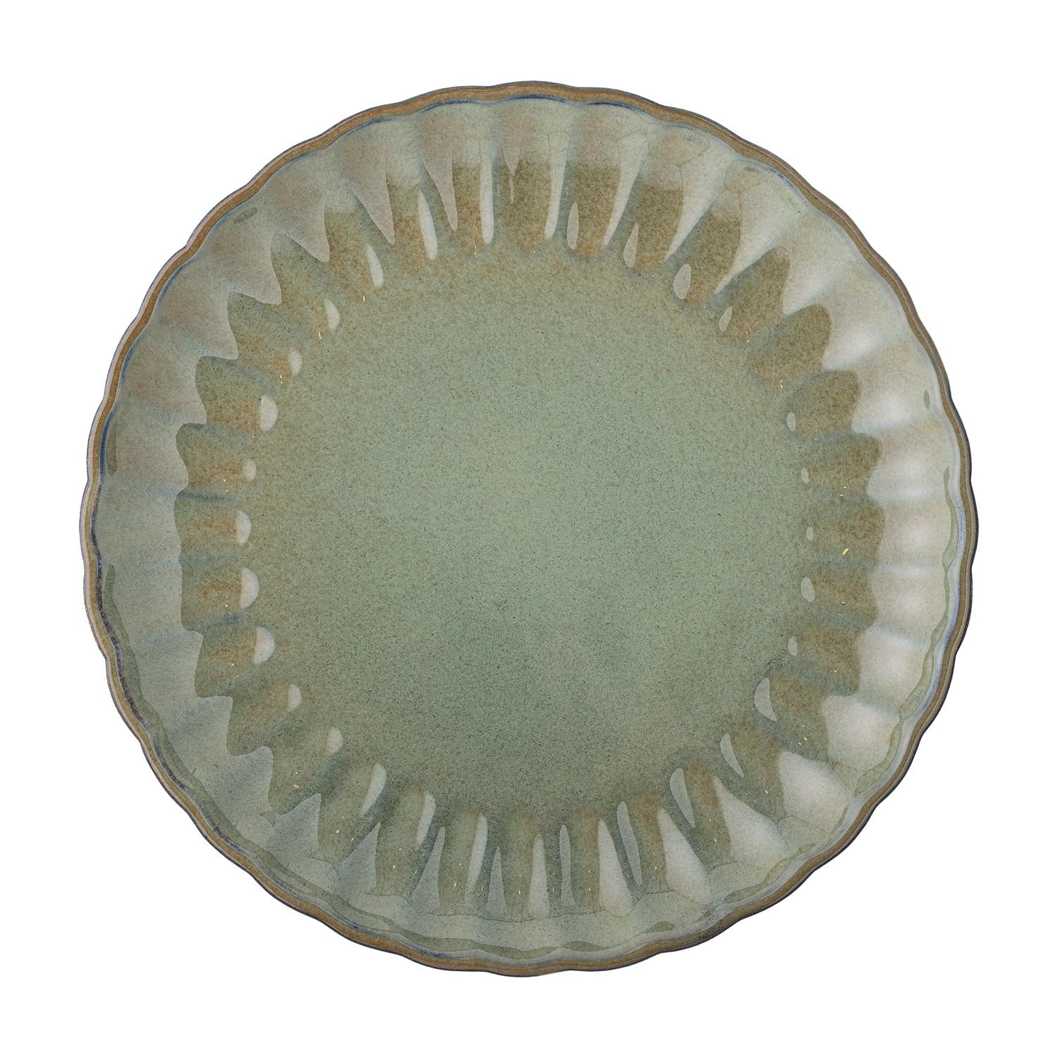 Eleganter grüner Steingut-Teller Latina von Bloomingville, ideal für stilvolle Tischdekoration und vielseitig einsetzbar.