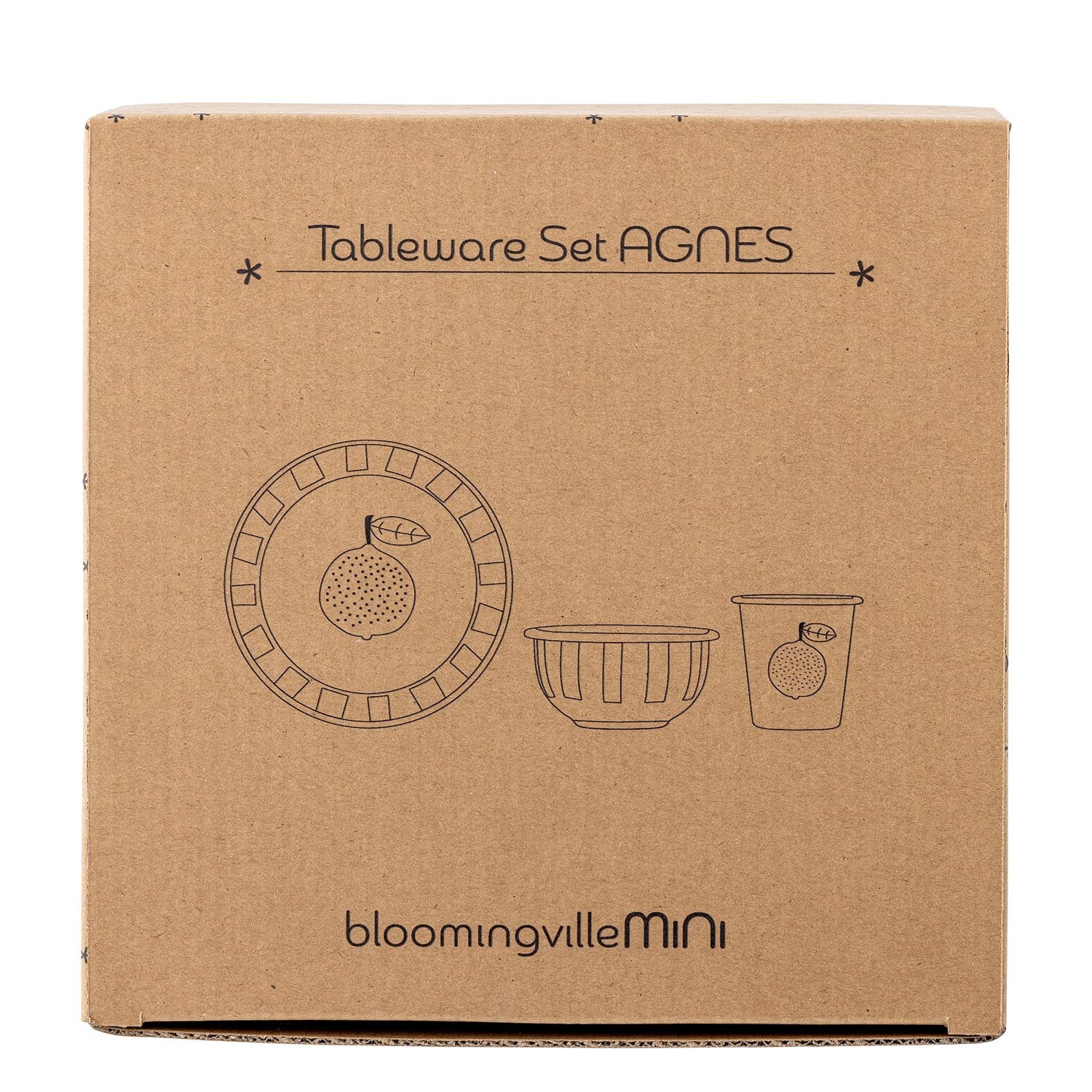 Das Agnes Geschirr-Set in Orange von Bloomingville Mini aus Eisen ist stilvoll, langlebig und ideal für Kinder.