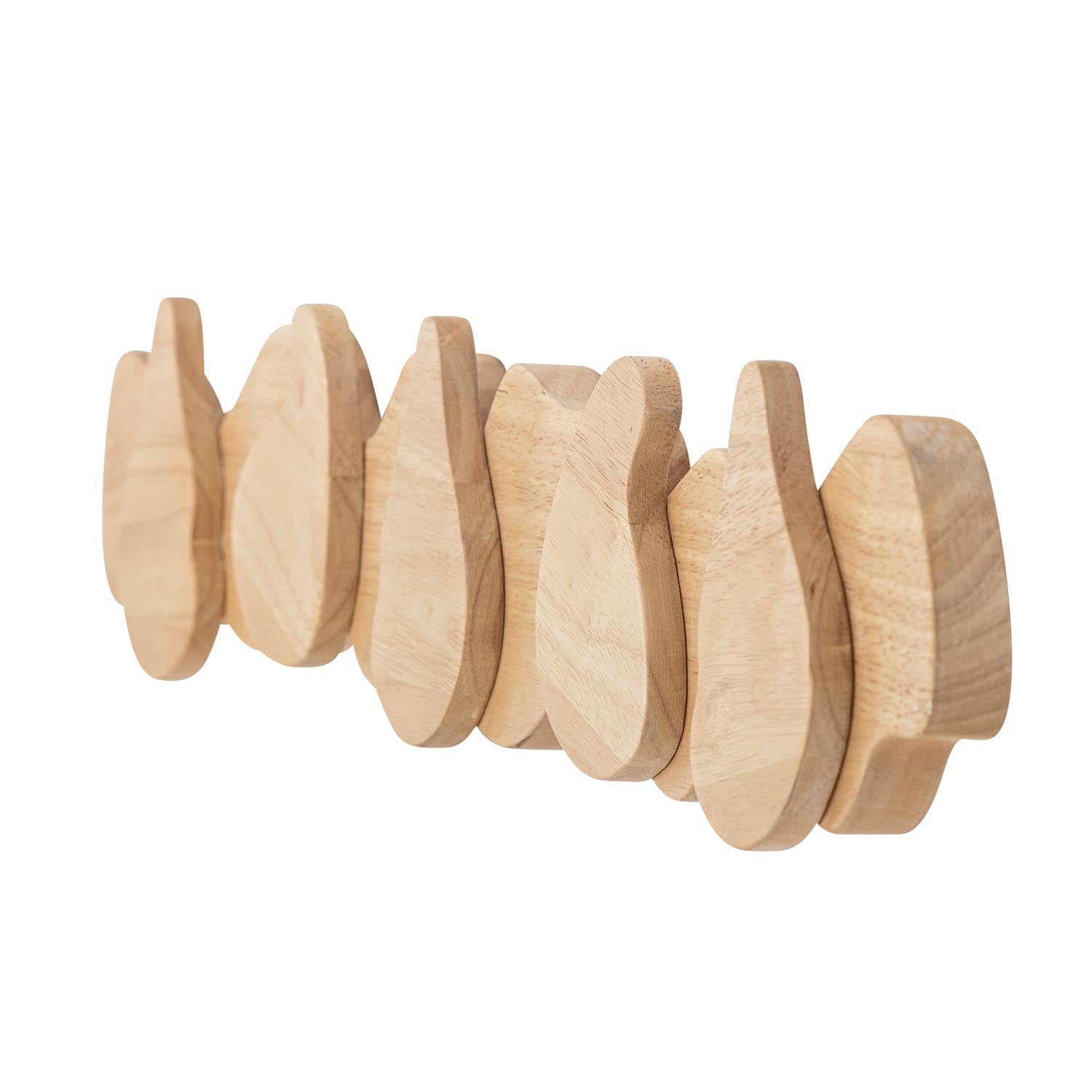 Die Ross Garderobe aus Gummibaumholz vereint Eleganz und Funktionalität, ideal für stilvolle Ordnung in jedem Raum.