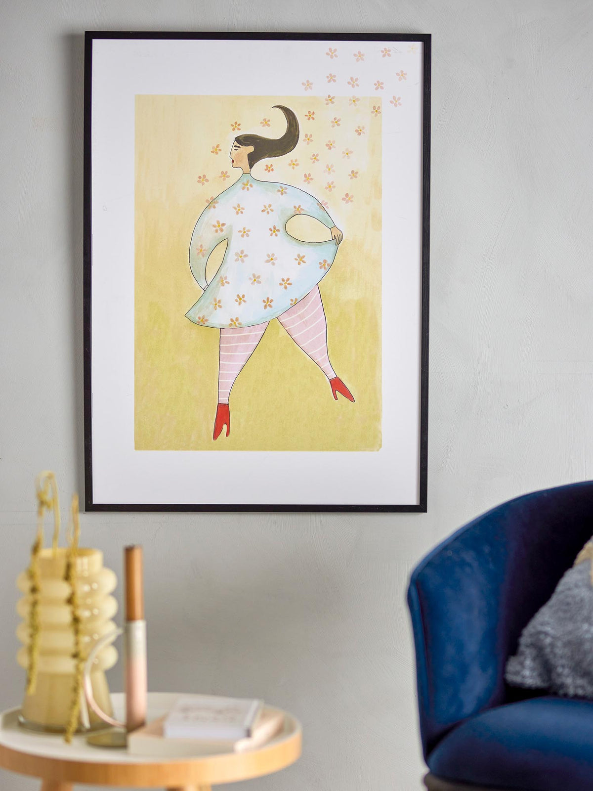 Ajo Illustration mit Rahmen, Schwarz, Kiefer in Schwarz präsentiert im Onlineshop von KAQTU Design AG. Bild ist von Bloomingville