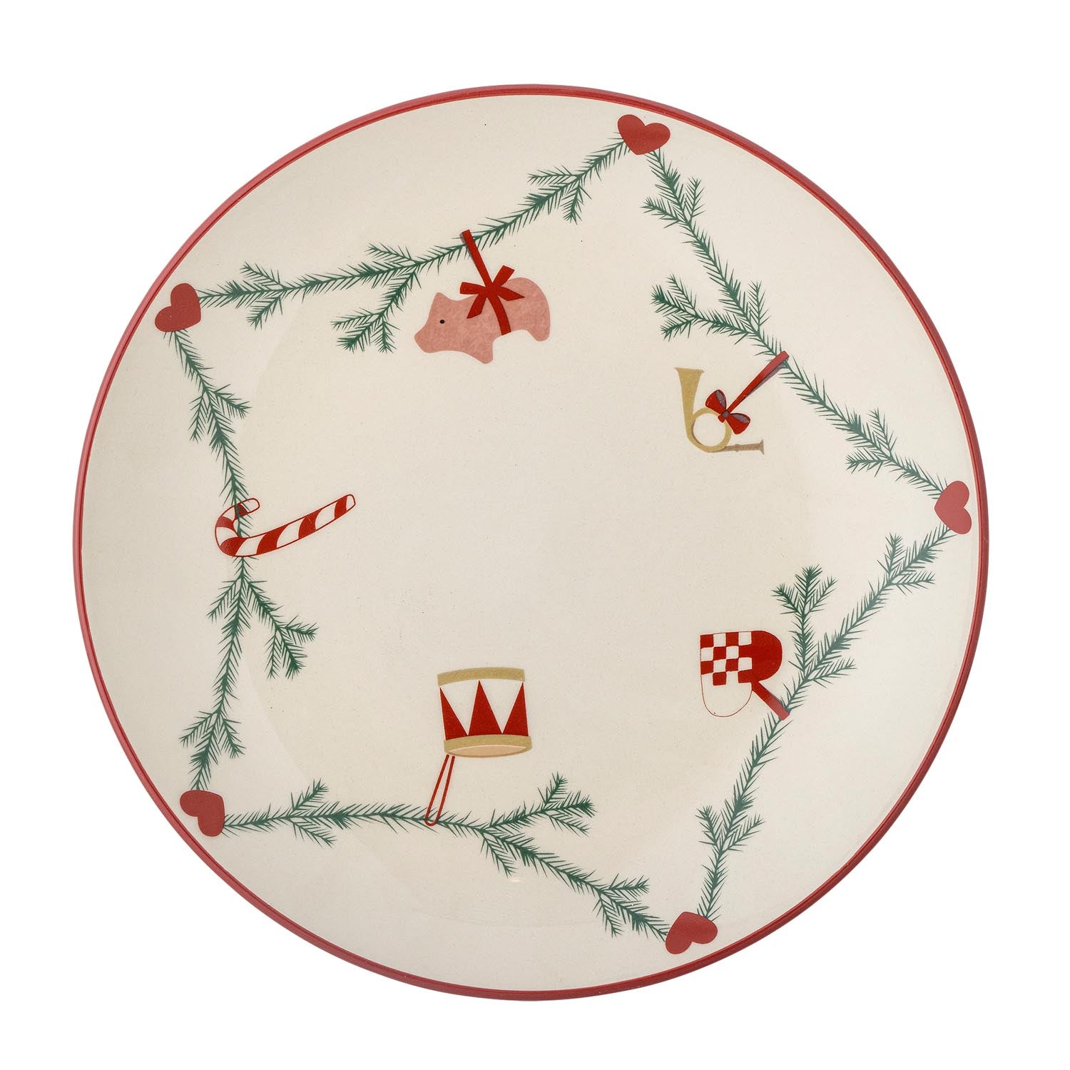 Der Yule Teller von Bloomingville aus natürlichem Steingut überzeugt mit schlichtem Design und ist ideal für stilvolle Tischdekorationen.