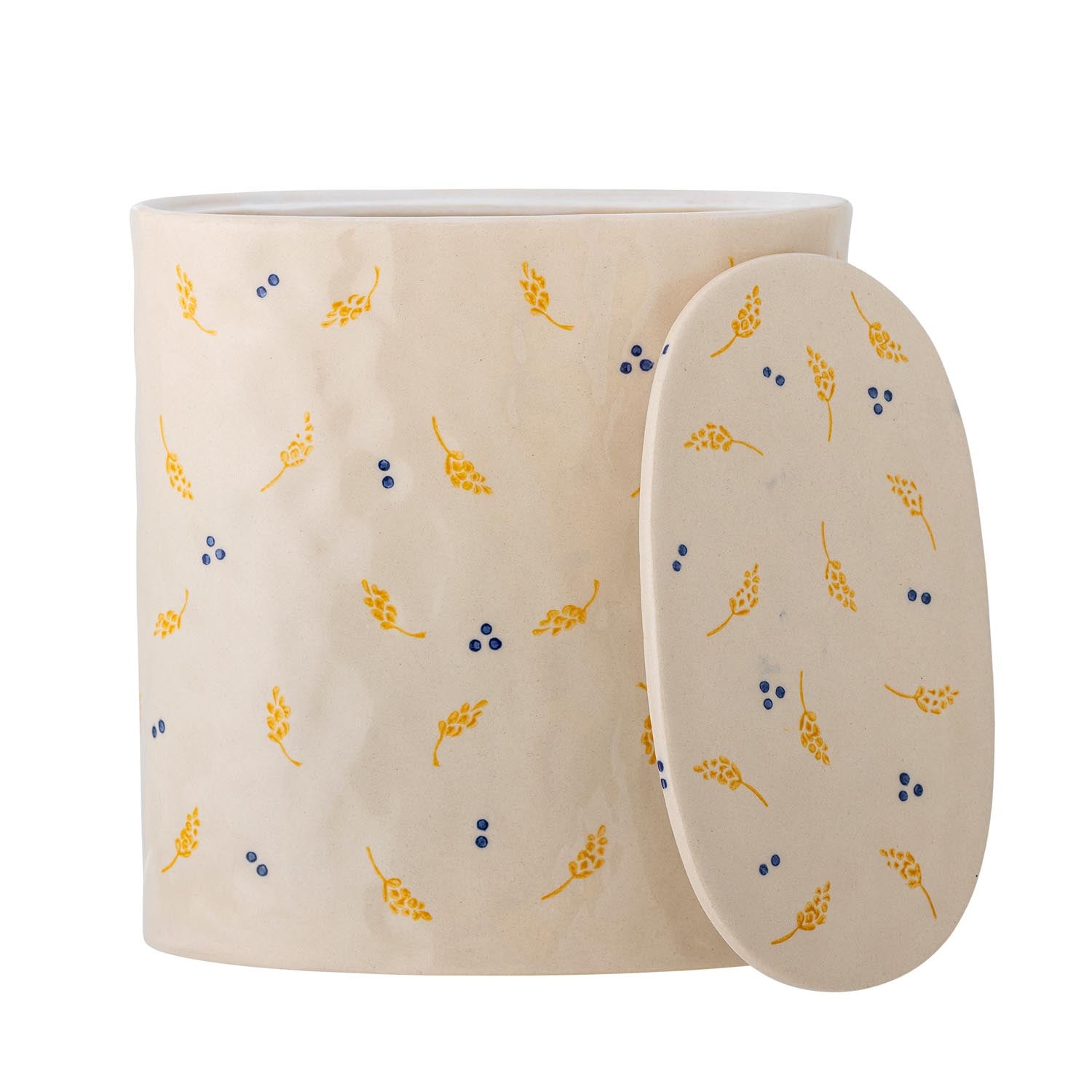 Elegantes Pippine Gefäss mit Deckel aus weissem Steingut von Bloomingville, ideal für stilvolle Aufbewahrung und Dekoration.