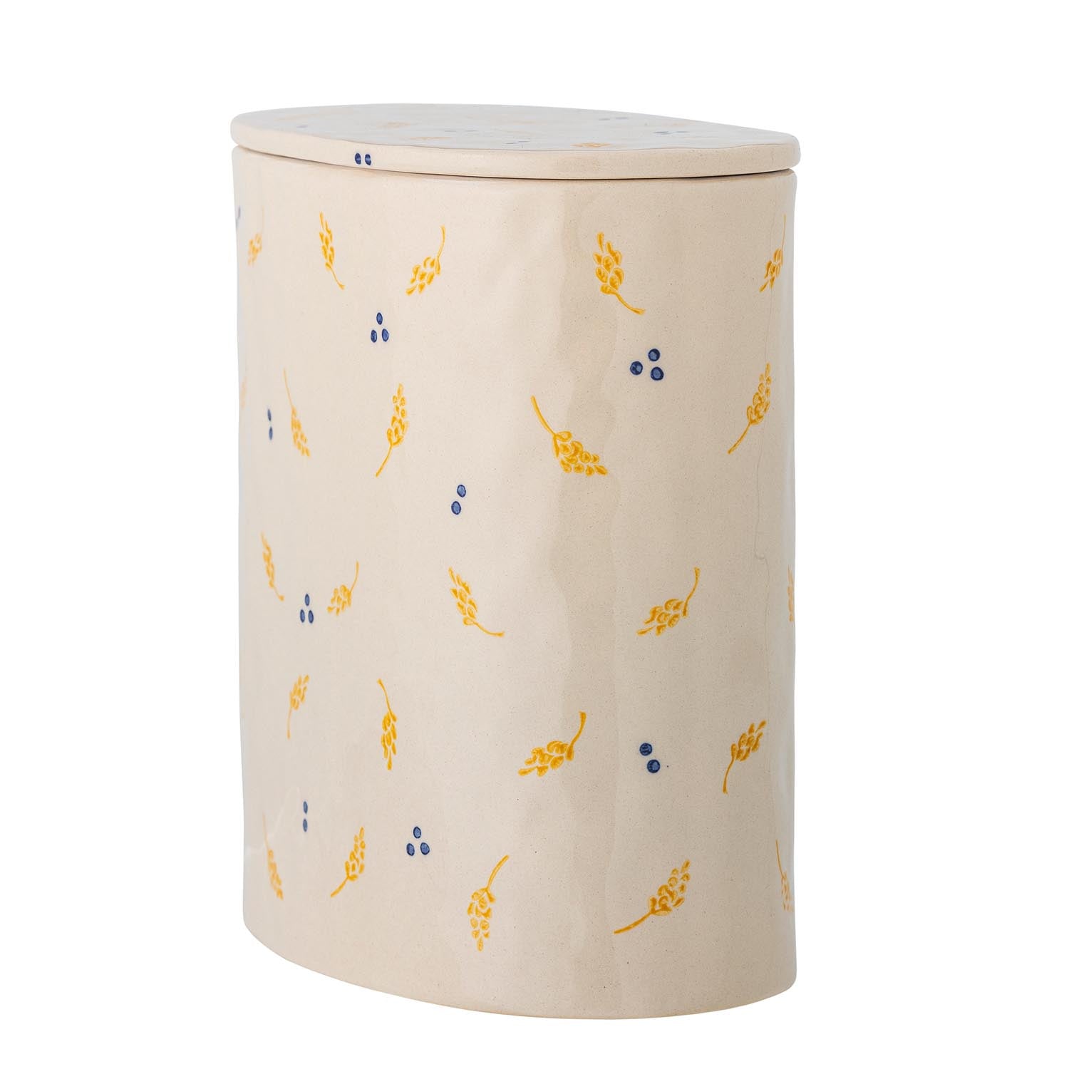 Weisses Pippine Gefäss mit Deckel aus Steingut von Bloomingville, perfekt für dekorative und praktische Aufbewahrung.