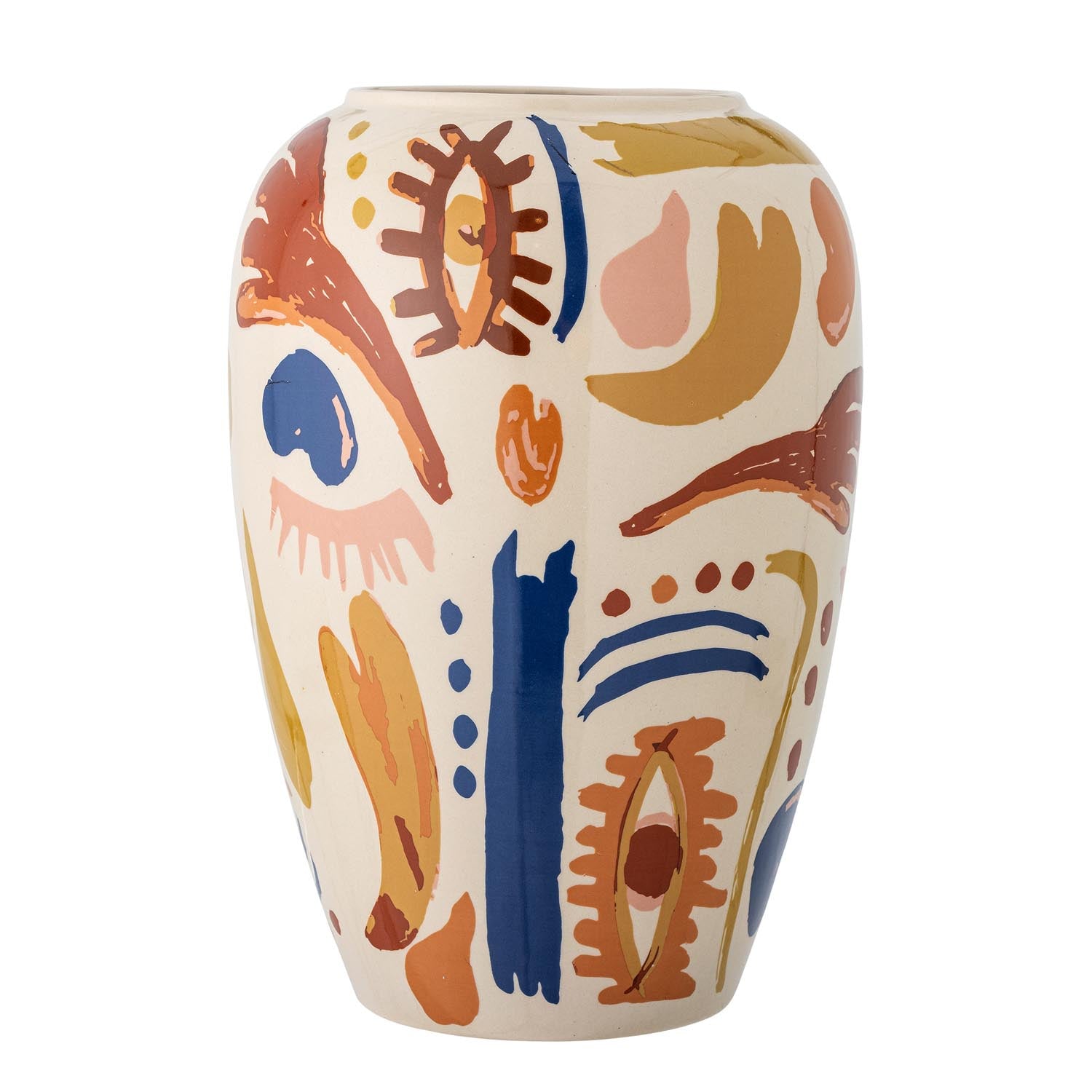 Die Horus Vase von Bloomingville in Orange aus Steingut besticht durch ihr modernes Design und ihre warme, elegante Optik.