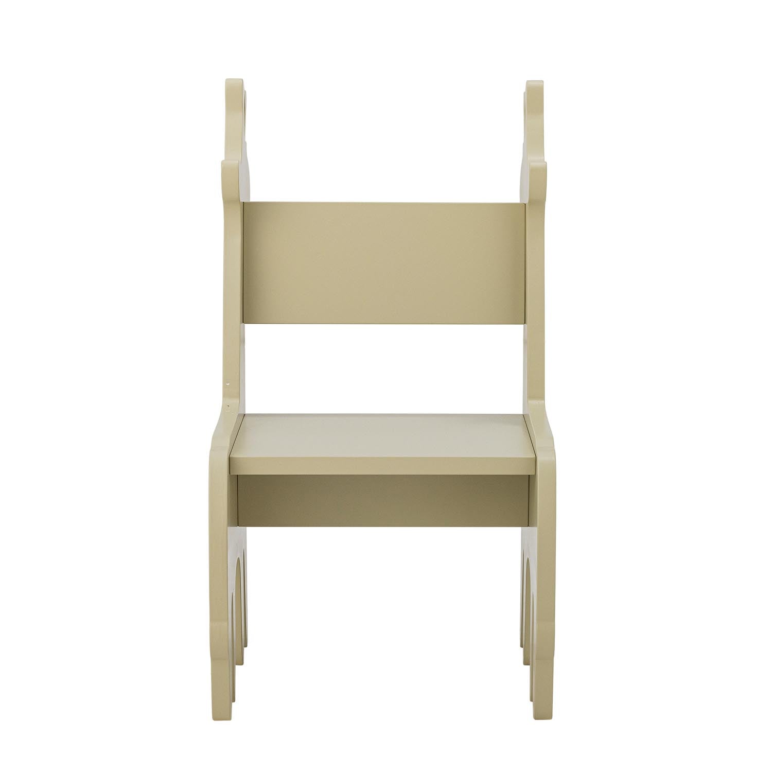 Der Ibber Stuhl von Bloomingville Mini in Grau, aus FSC®100% MDF, ist ein stilvolles und nachhaltiges Möbelstück fürs Kinderzimmer.
