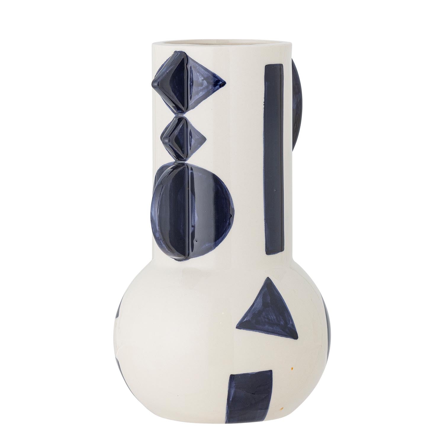 Die Graphica Vase von Bloomingville in Blau aus Steingut überzeugt mit ihrem eleganten Design und ist ein Highlight für jedes Interieur.