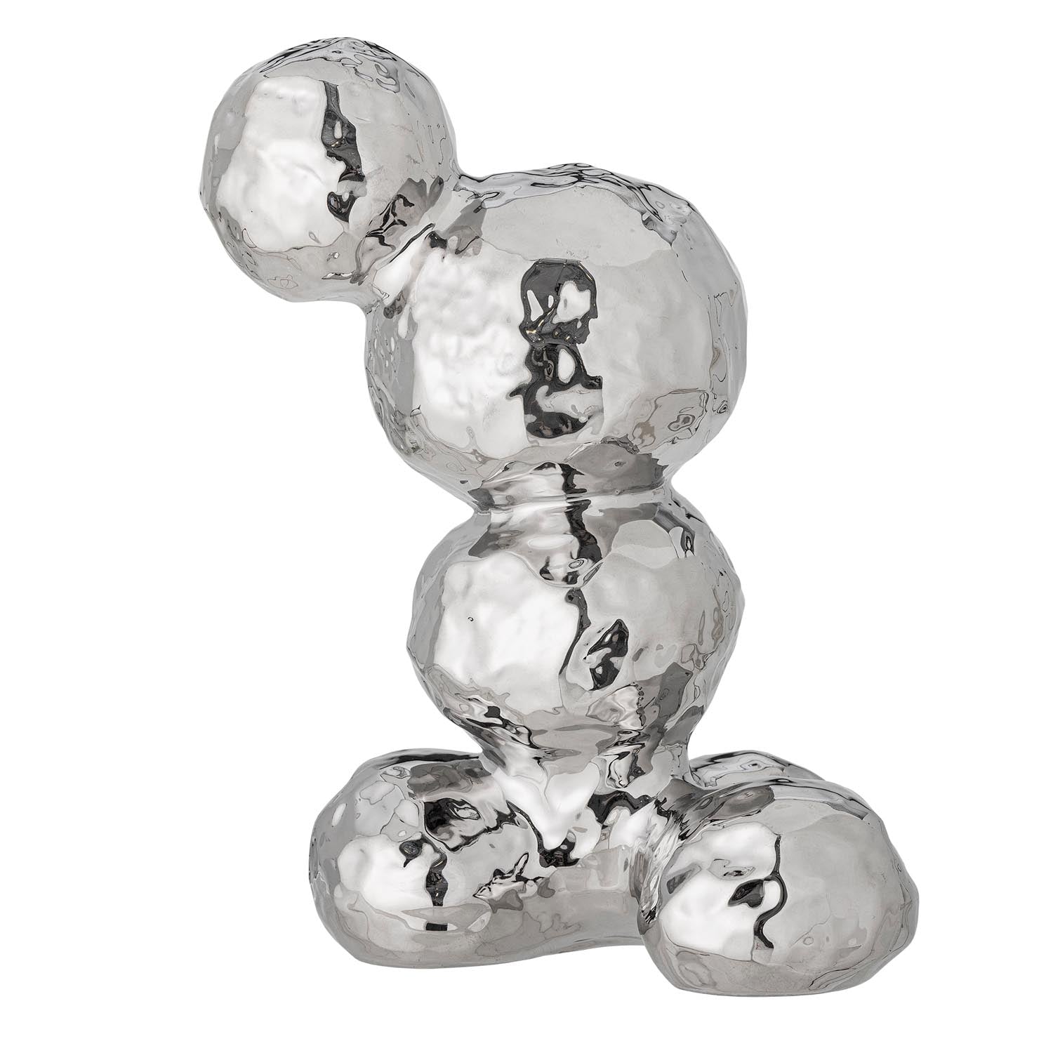 Stilvolle Bobby-Deko aus silbernem Steingut von Bloomingville, perfekt für modernes Design und elegante Wohnraumakzente.