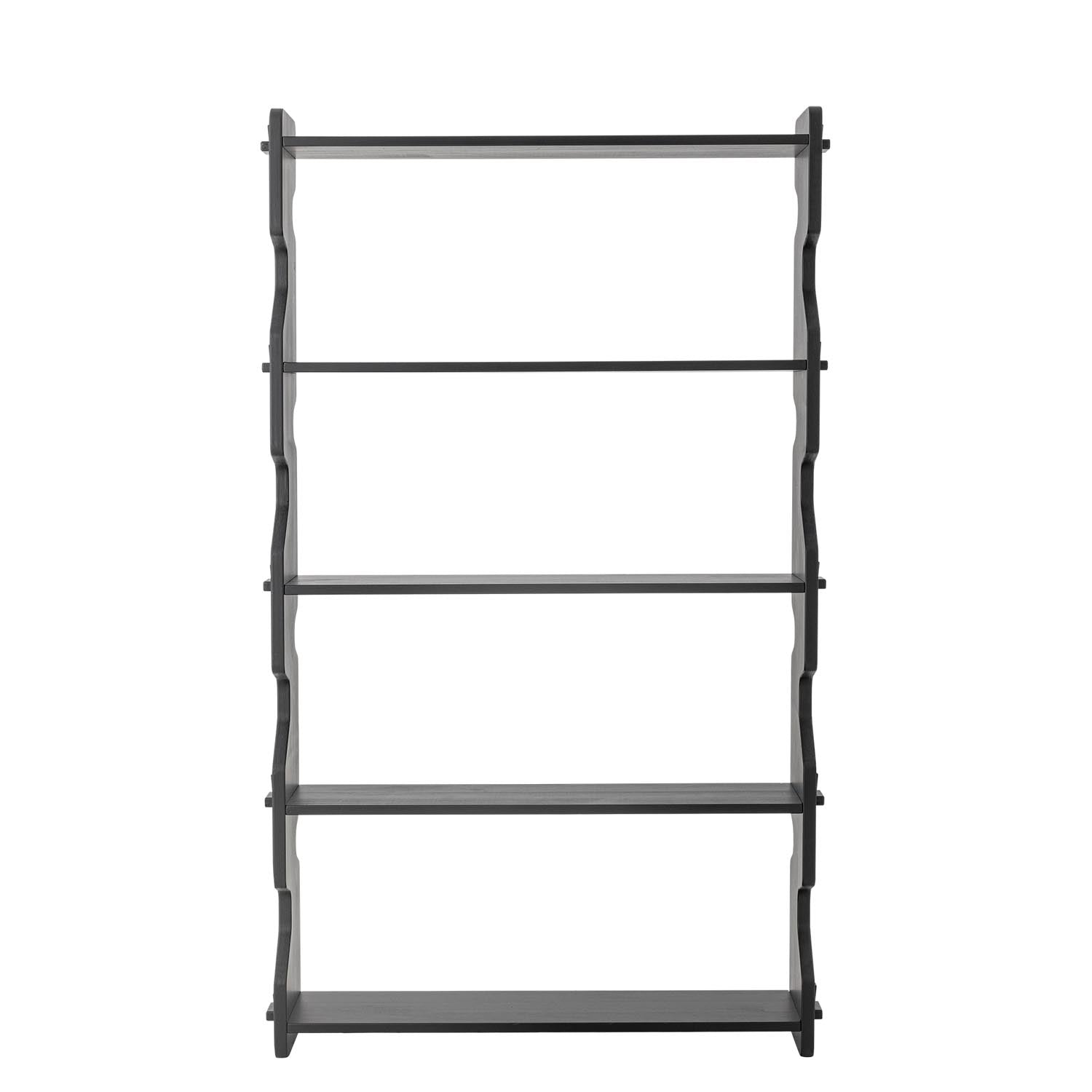 Das Savoya Regal von Bloomingville aus schwarzem Tannenholz bietet stilvolle und funktionale Aufbewahrung im skandinavischen Design.