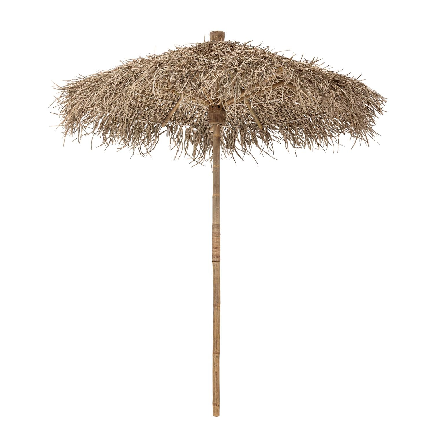 Noia Sonnenschirm aus Bambus mit Palmblätterdach: Exotisches Design, robust, nachhaltig, ideal für Garten und Terrasse.